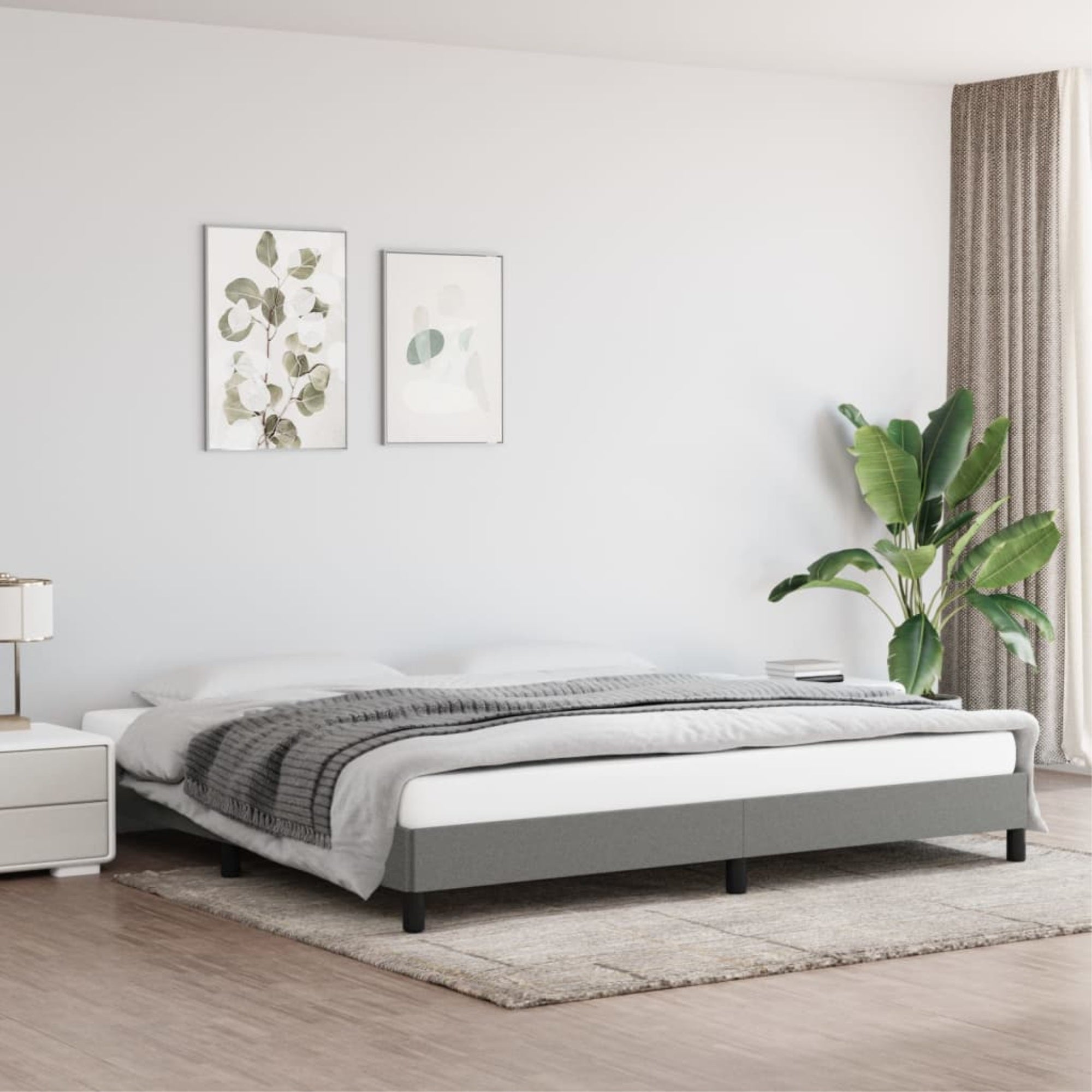 vidaXL Bed Frame Dark Gray 76″x79.9″ King Fabric