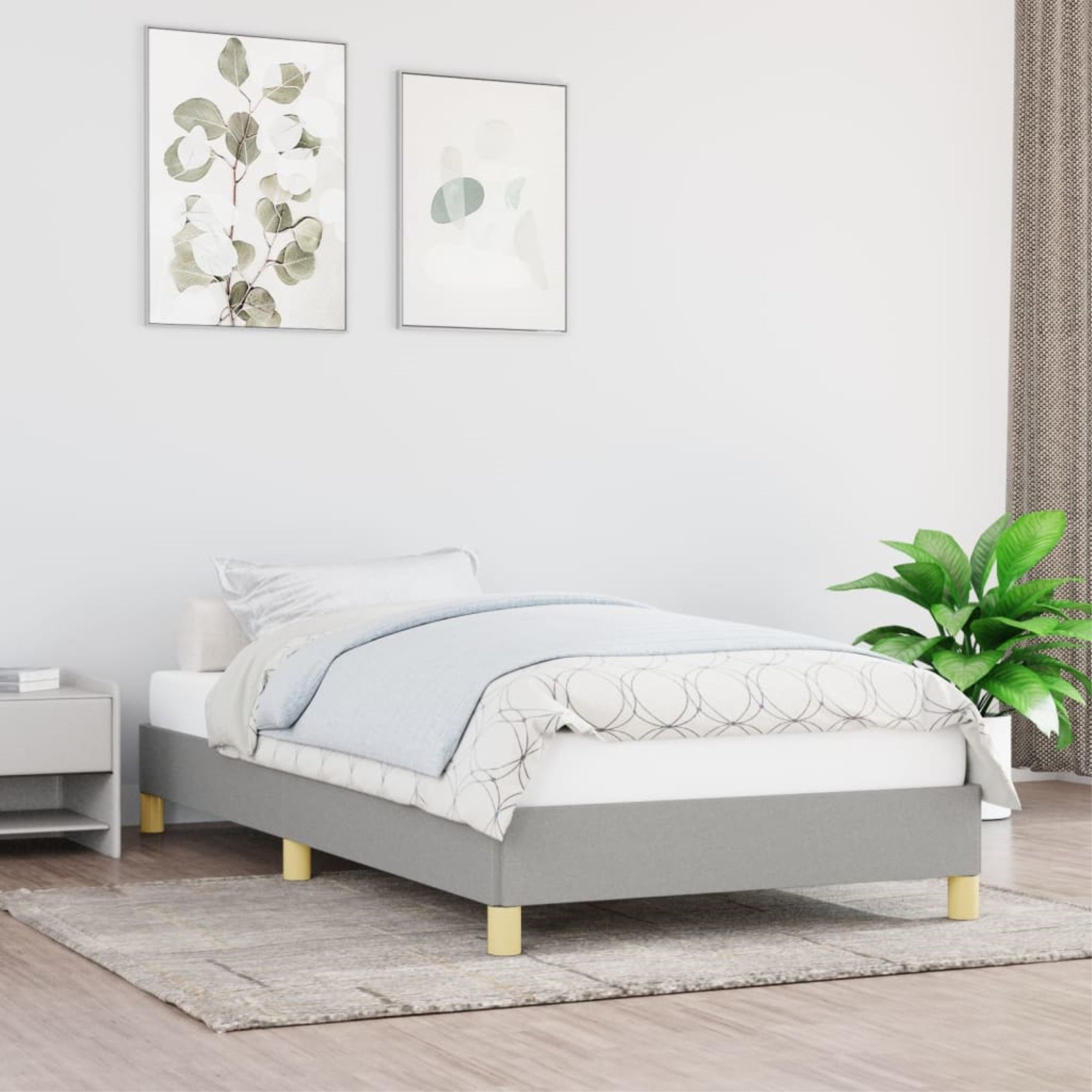 vidaXL Bed Frame Light Gray 39.4″x79.9″ Twin XL Fabric