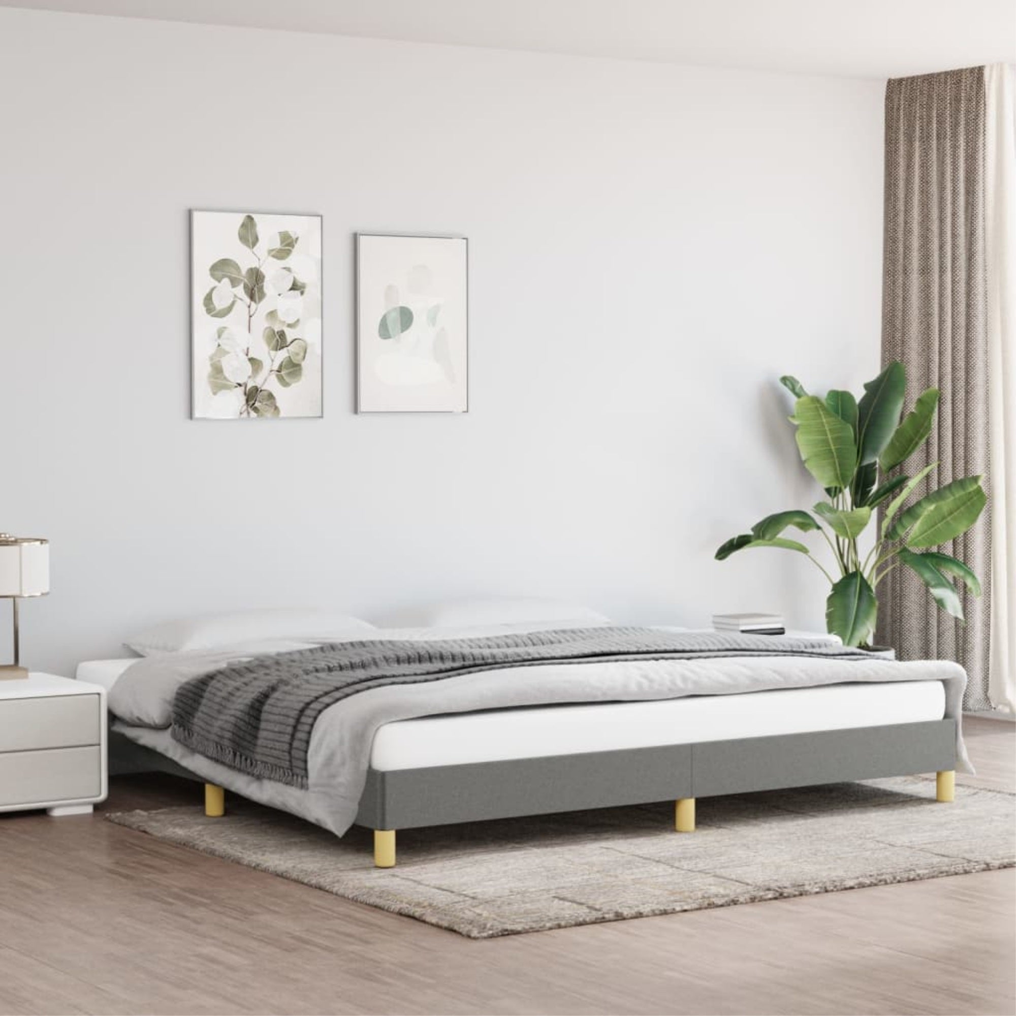 vidaXL Bed Frame Dark Gray 76″x79.9″ King Fabric