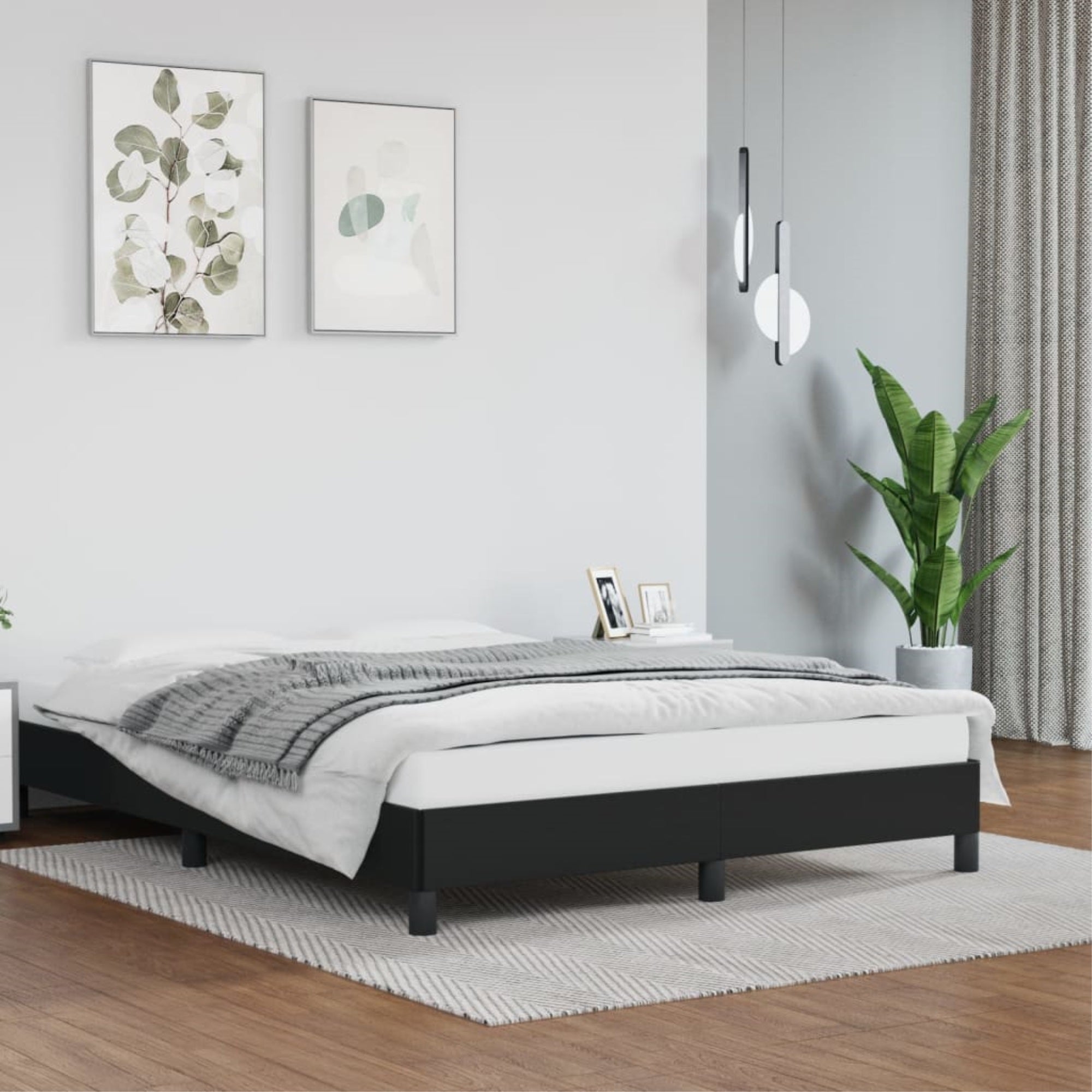 vidaXL Bed Frame Black 53.9″x74.8″ Full Faux Leather