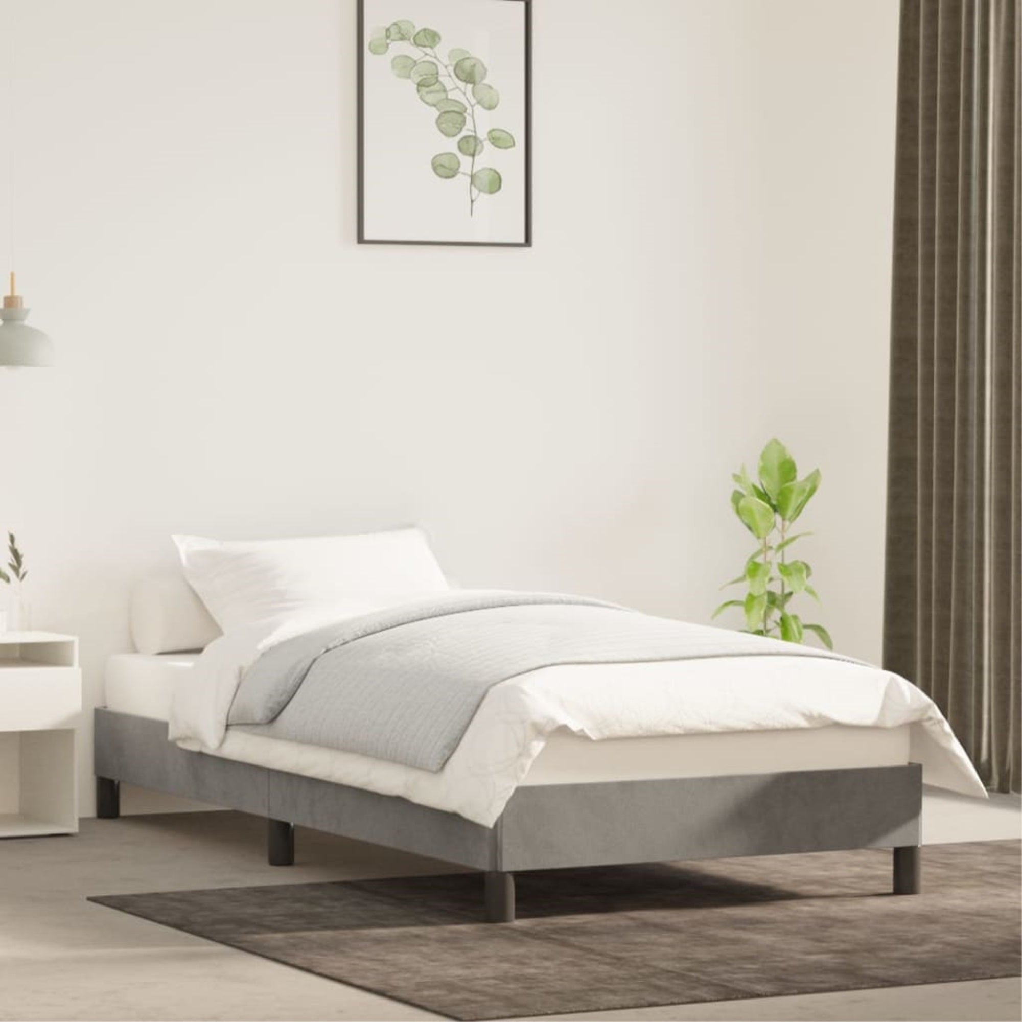 vidaXL Bed Frame Light Gray 39.4″x79.9″ Twin XL Velvet