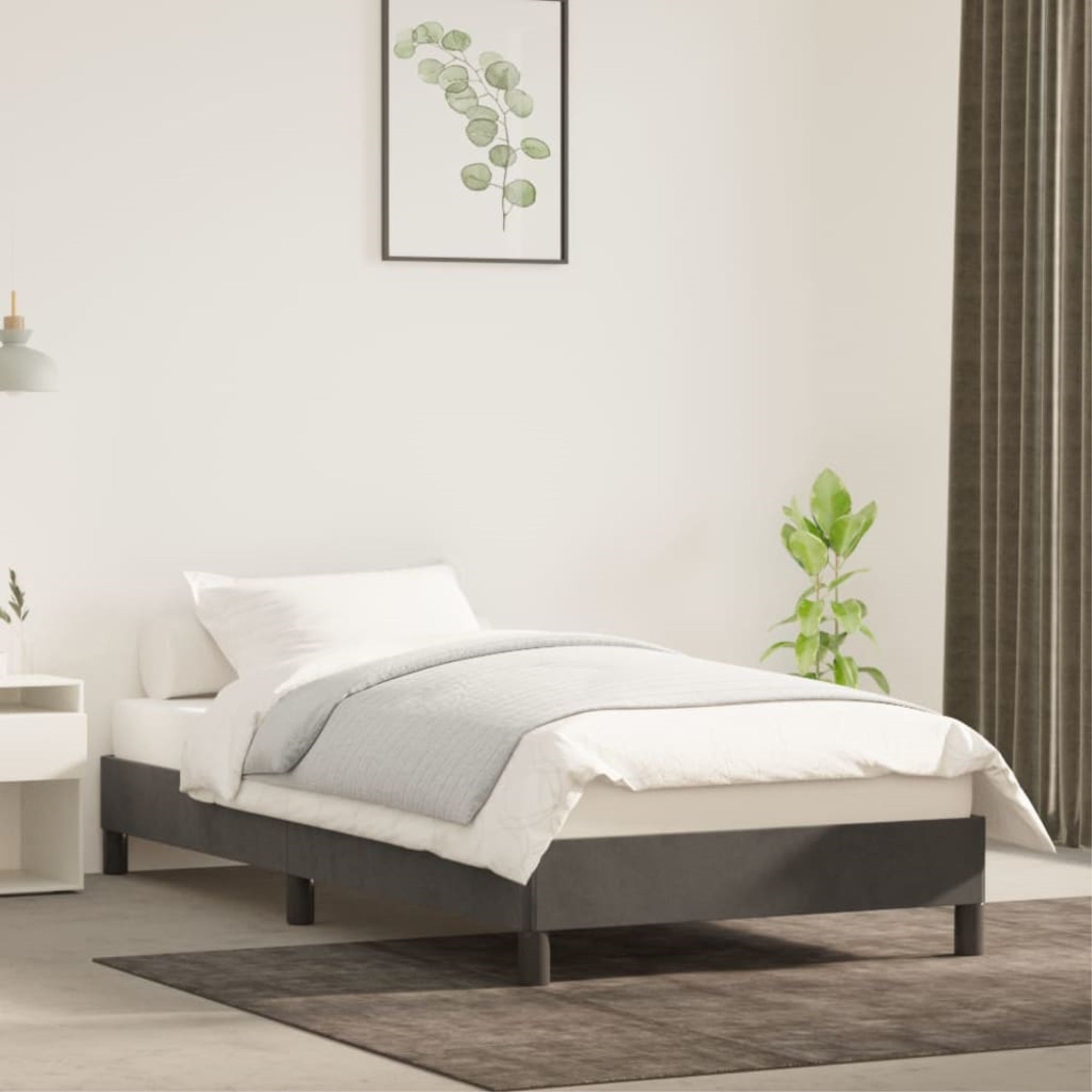 vidaXL Bed Frame Dark Gray 39.4″x79.9″ Twin XL Velvet