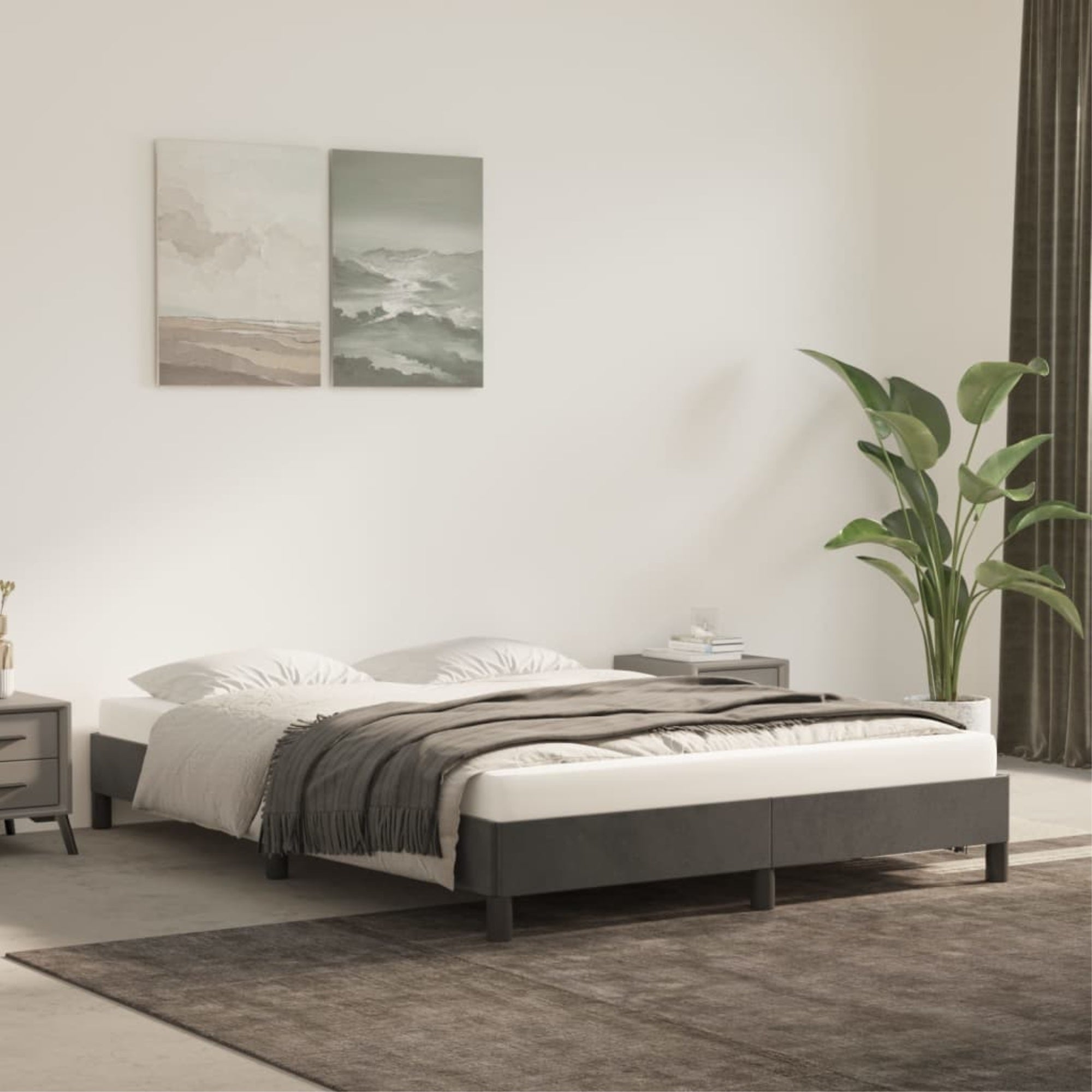 vidaXL Bed Frame Dark Gray 53.9″x74.8″ Full Velvet