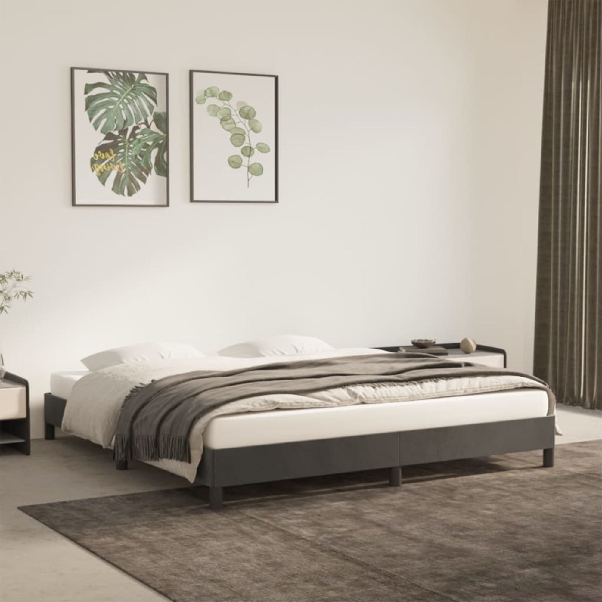 vidaXL Bed Frame Dark Gray 76″x79.9″ King Velvet