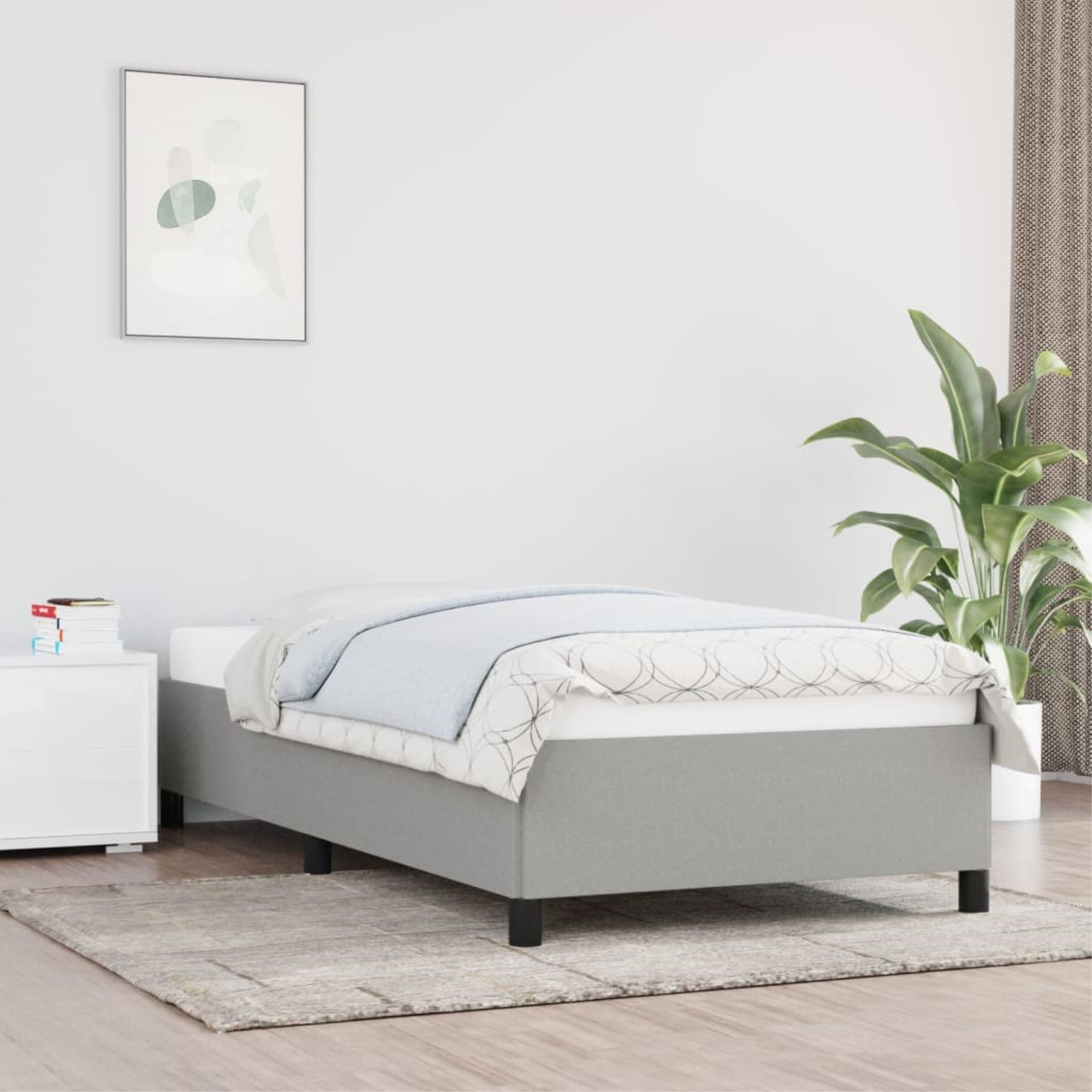 vidaXL Bed Frame Light Gray 39.4″x79.9″ Twin XL Fabric