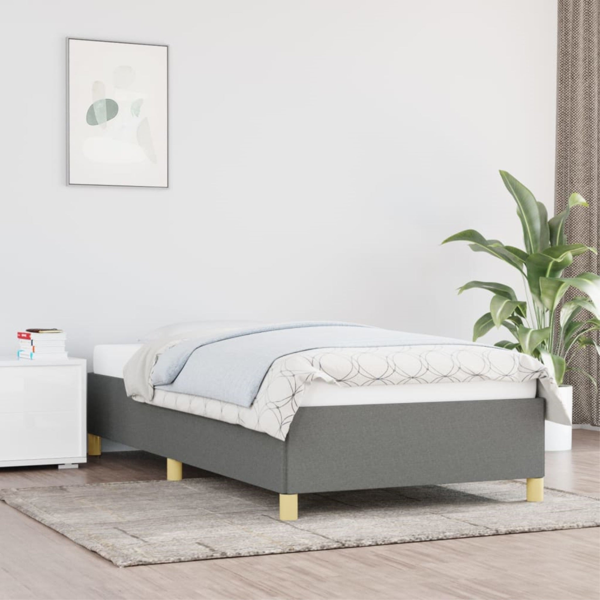 vidaXL Bed Frame Dark Gray 39.4″x79.9″ Twin XL Fabric