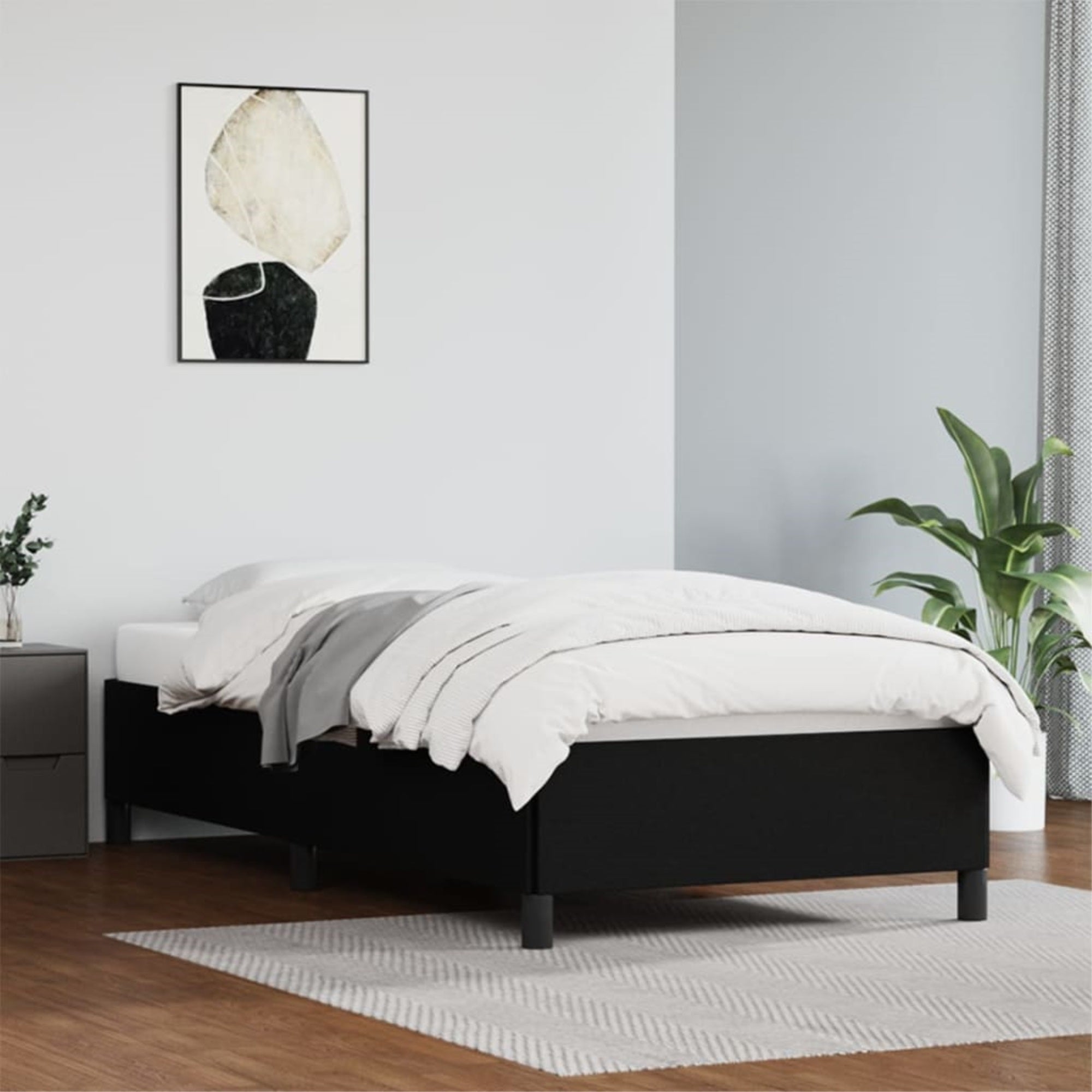 vidaXL Bed Frame Black 39.4″x79.9″ Twin XL Faux Leather