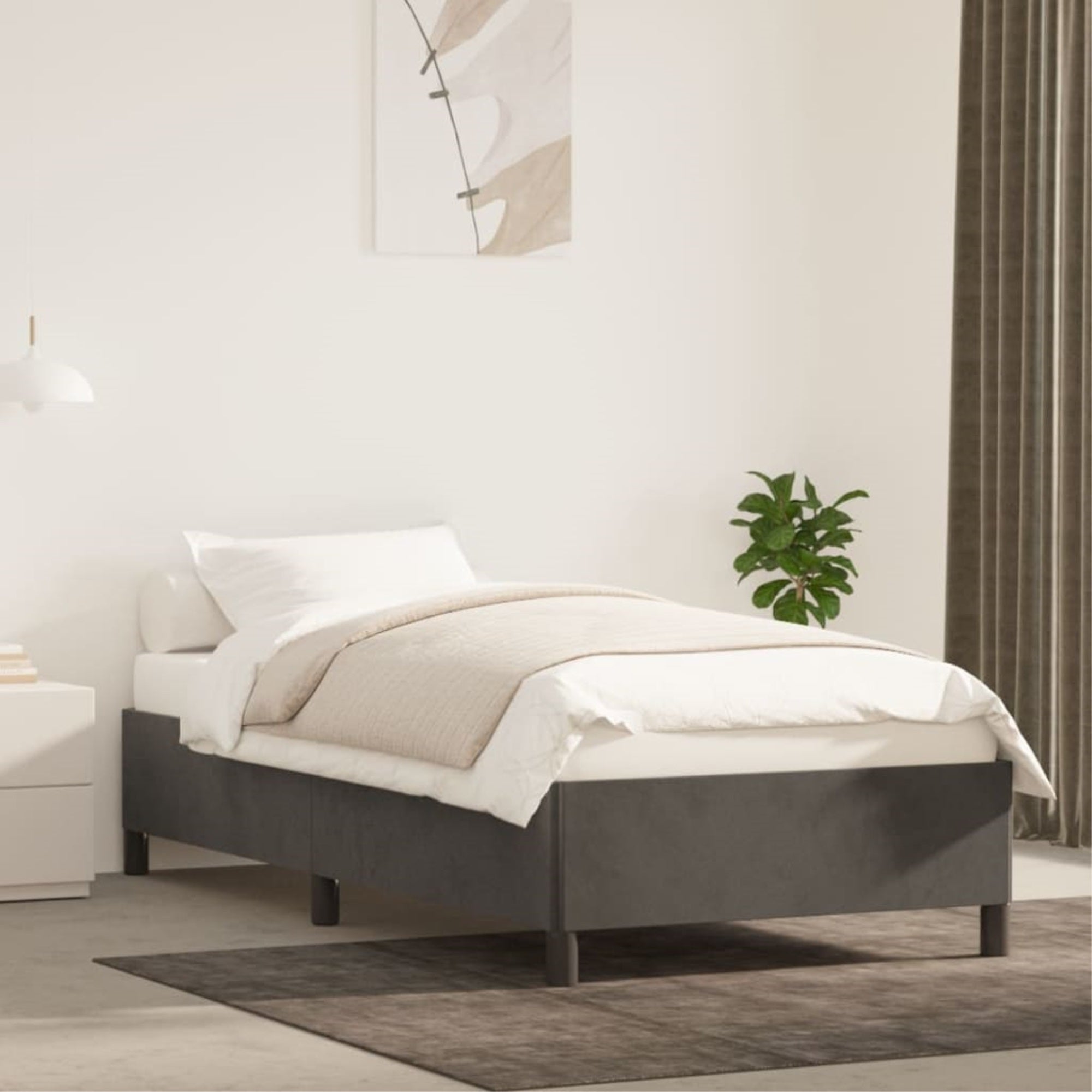 vidaXL Bed Frame Dark Gray 39.4″x79.9″ Twin XL Velvet