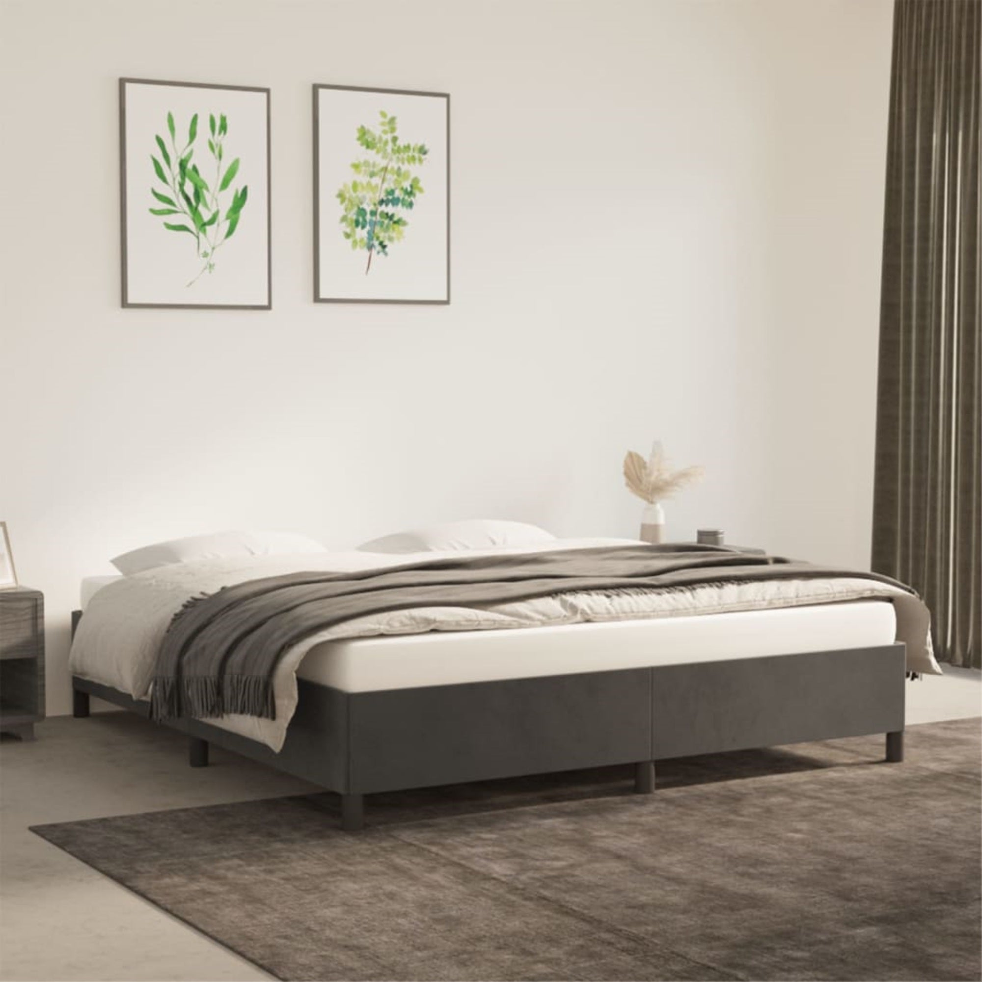 vidaXL Bed Frame Dark Gray 76″x79.9″ King Velvet
