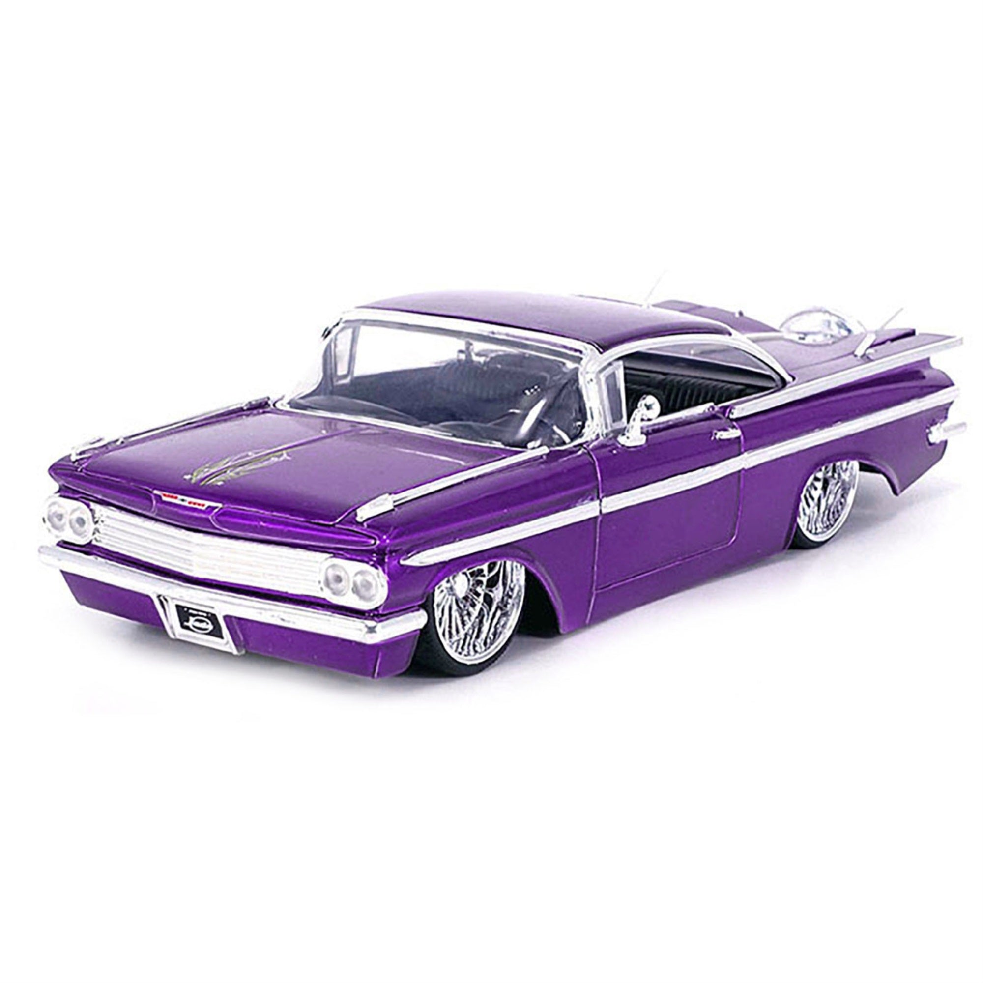 1959 Chevrolet Impala Lowrider Candy Purple with DUB Wire Wheels Street Low Series 1/24 Diecast Model Car by Jada