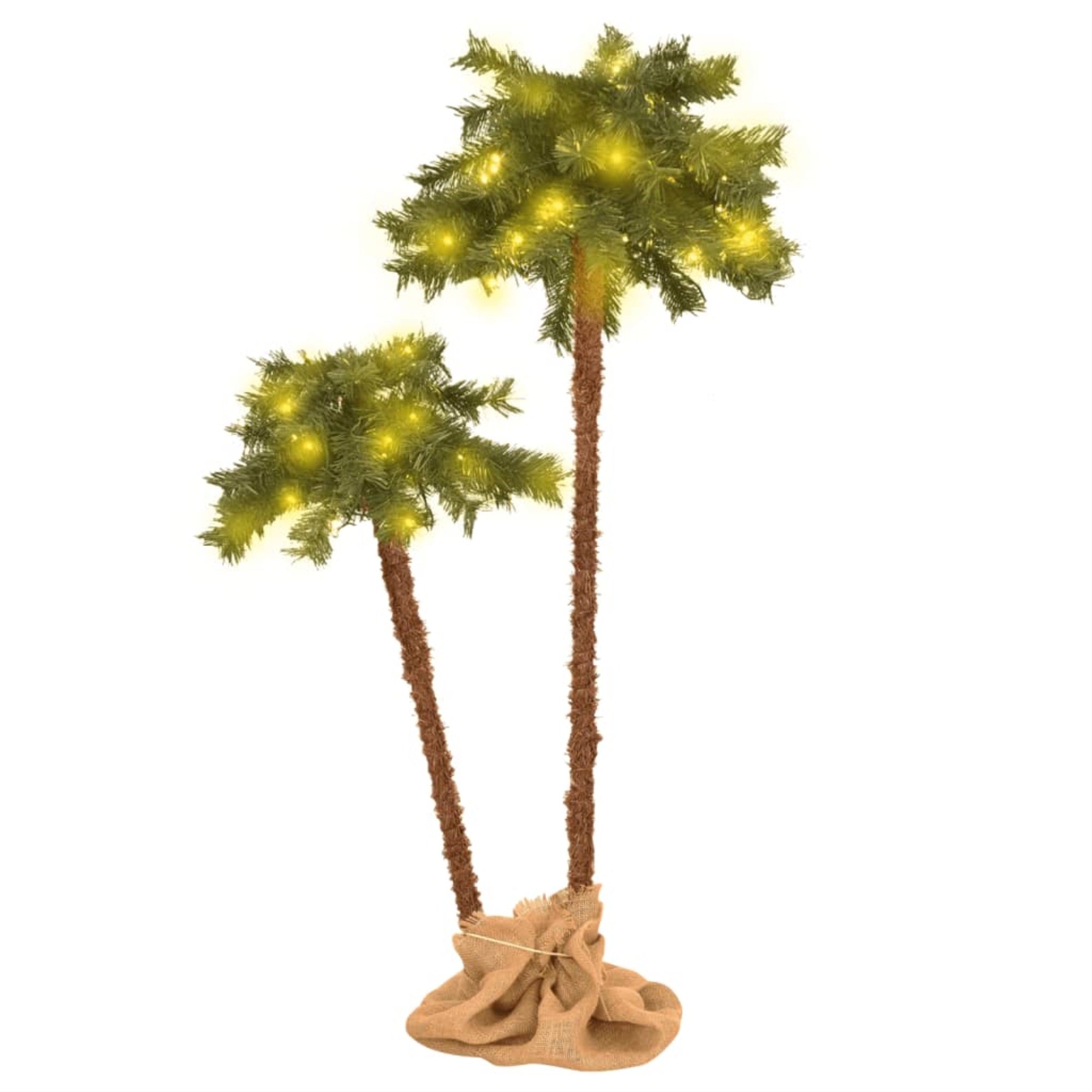 Vidaxl Artificial Double Palm Tree With Leds 35.4'&59.1'