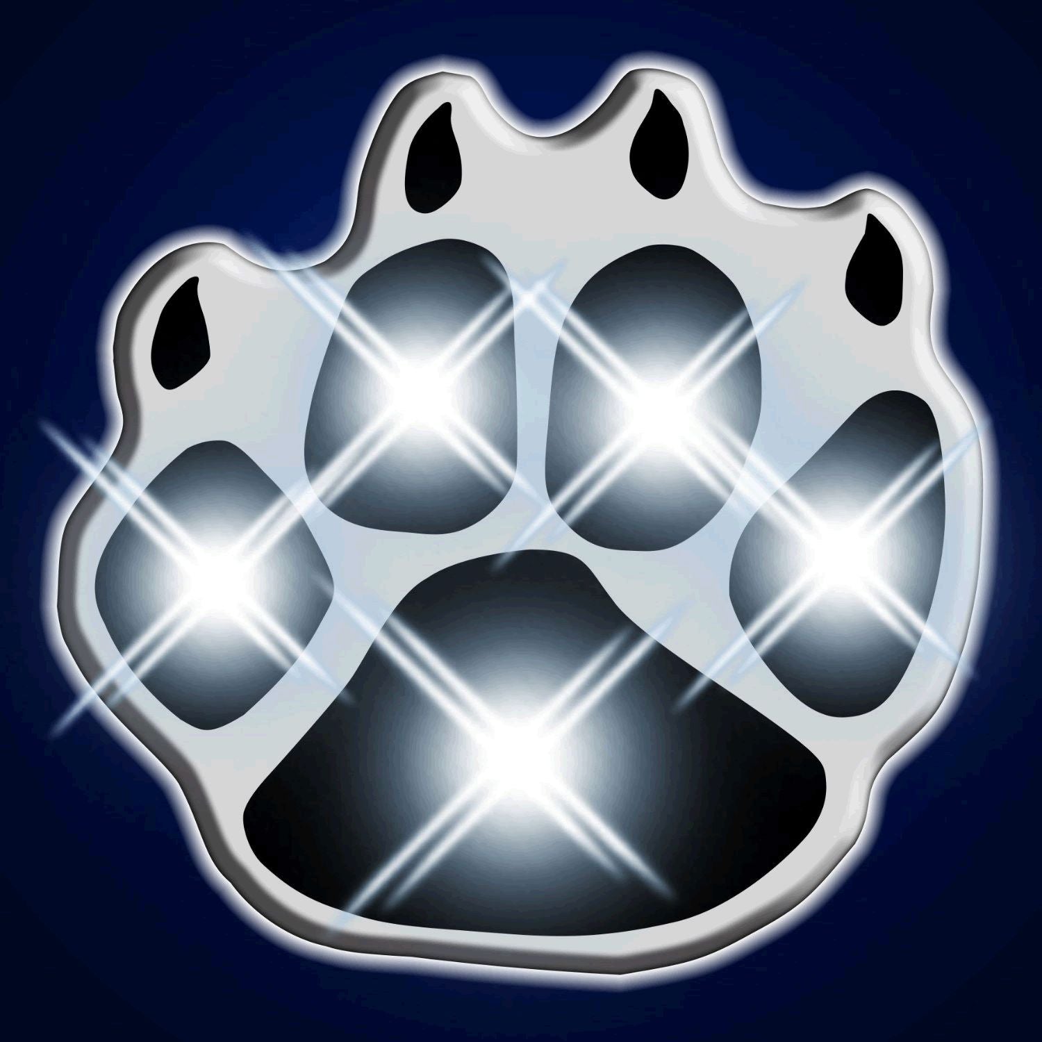 White Pawprint Flashing Body Light Lapel Pins