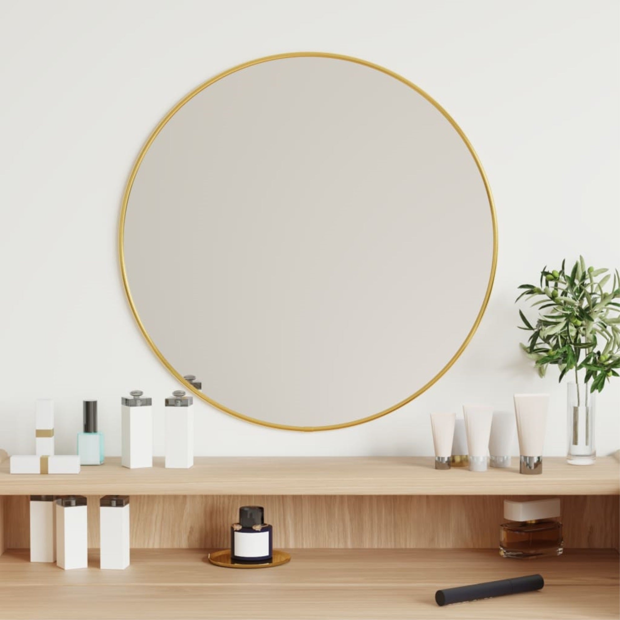 vidaXL Wall Mirror Gold  19.7″ Round