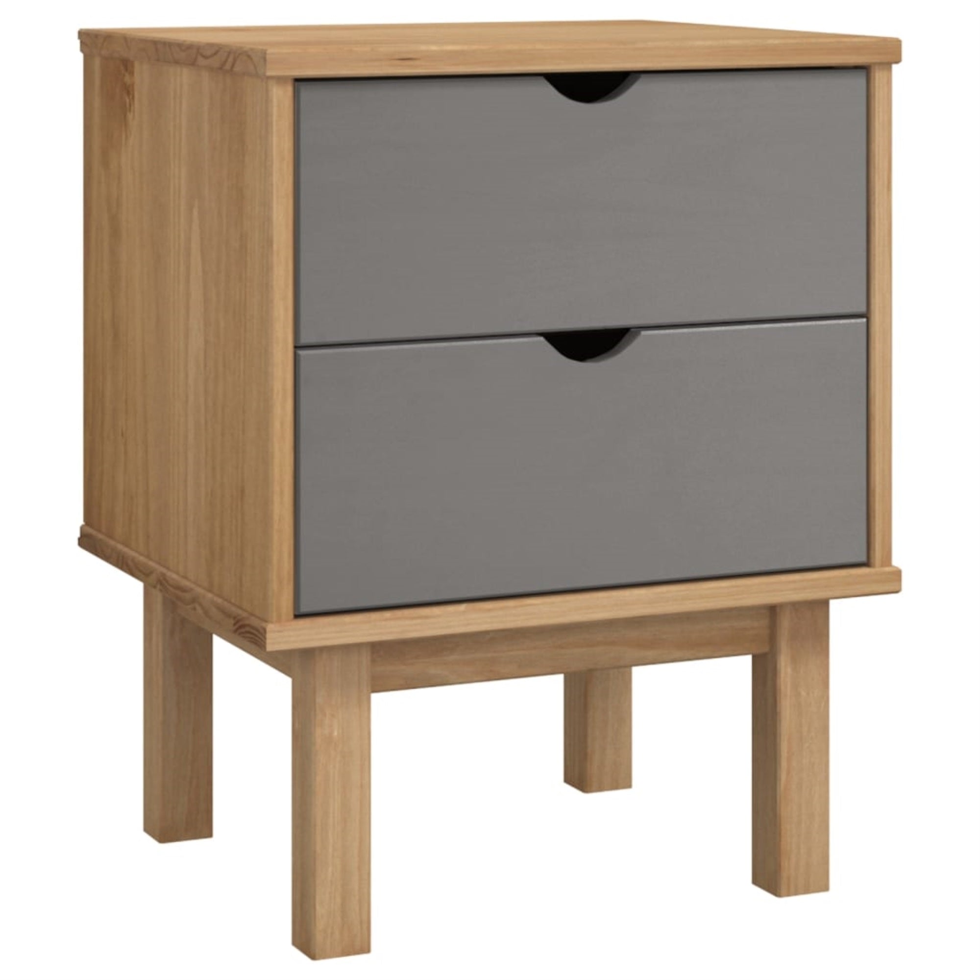 Vidaxl Bedside Cabinet Otta Brown&Gray 18.1'X15.6'X22.4' Solid Wood Pine