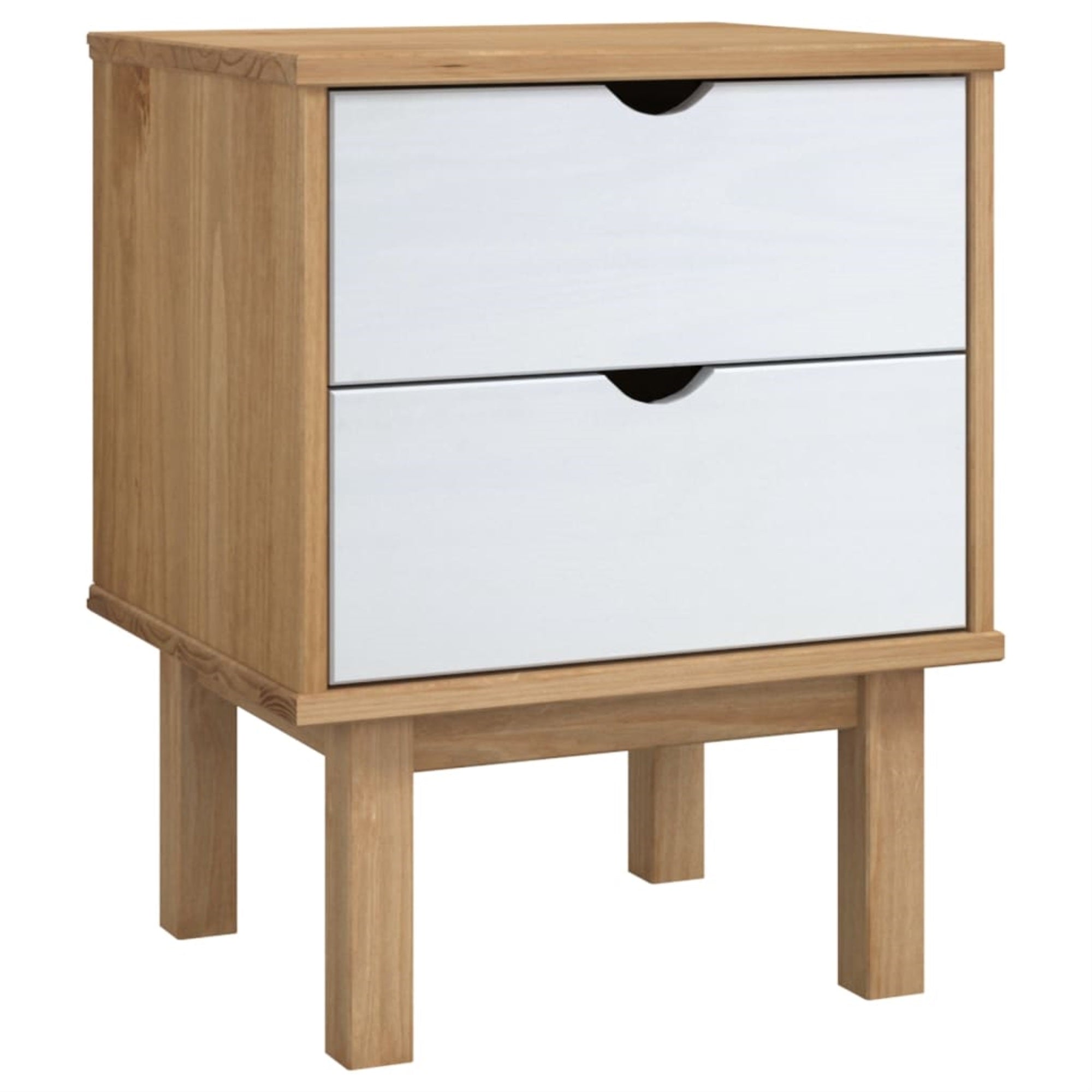 Vidaxl Bedside Cabinet Otta Brown&White 18.1'X15.6'X22.4' Solid Wood Pine