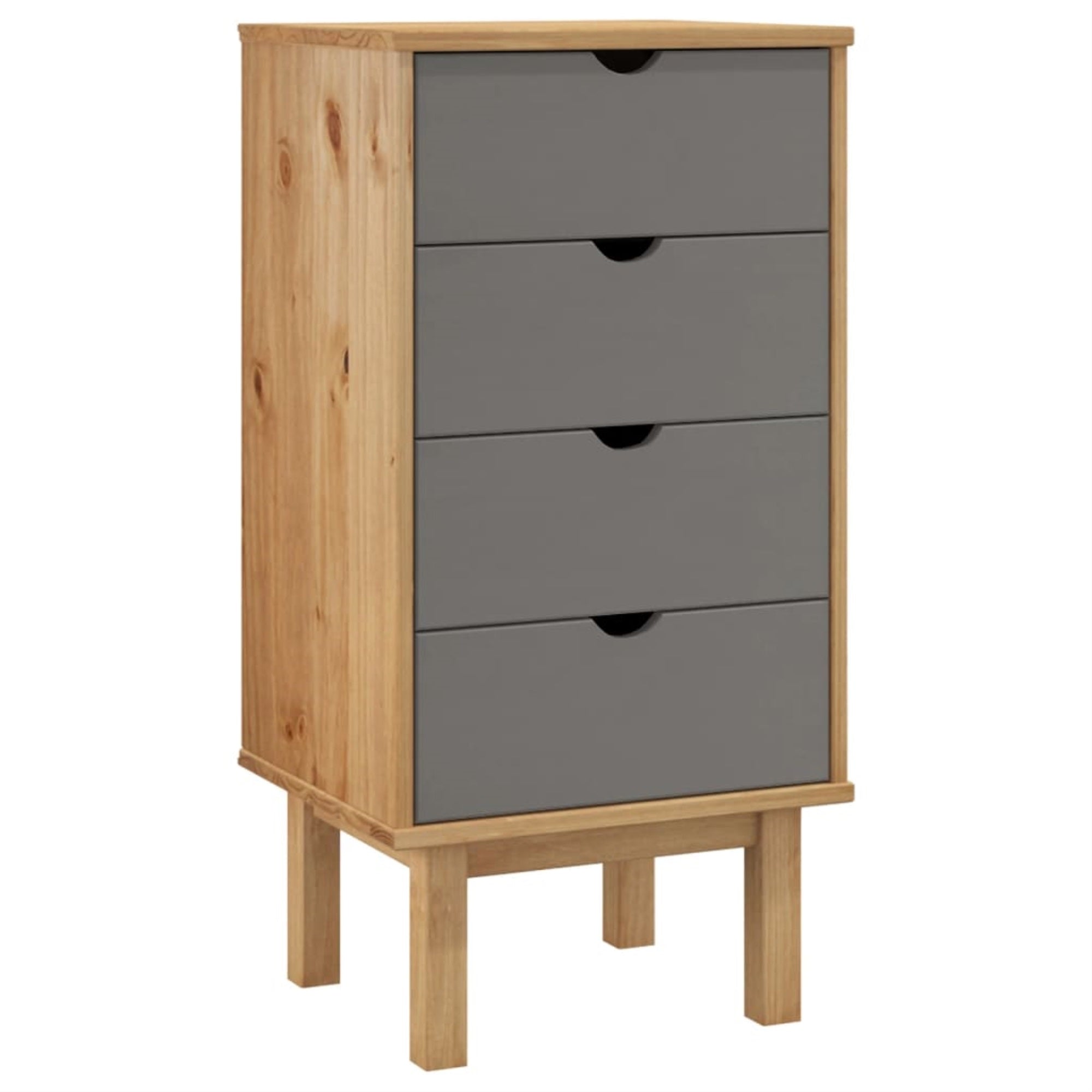 Vidaxl Drawer Cabinet Otta Brown&Gray 18.1'X15.6'X35.4' Solid Wood Pine