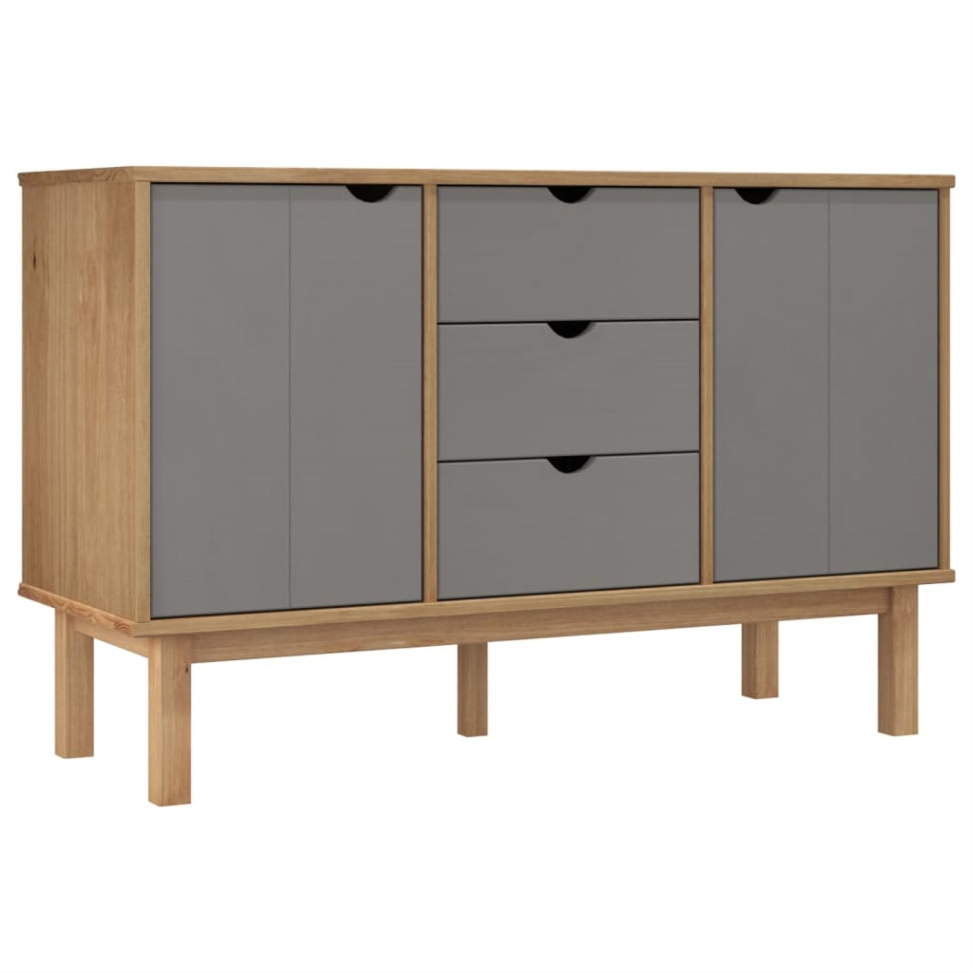 Vidaxl Sideboard Otta Brown And Gray 44.7'X16.9'X28.7' Solid Wood Pine