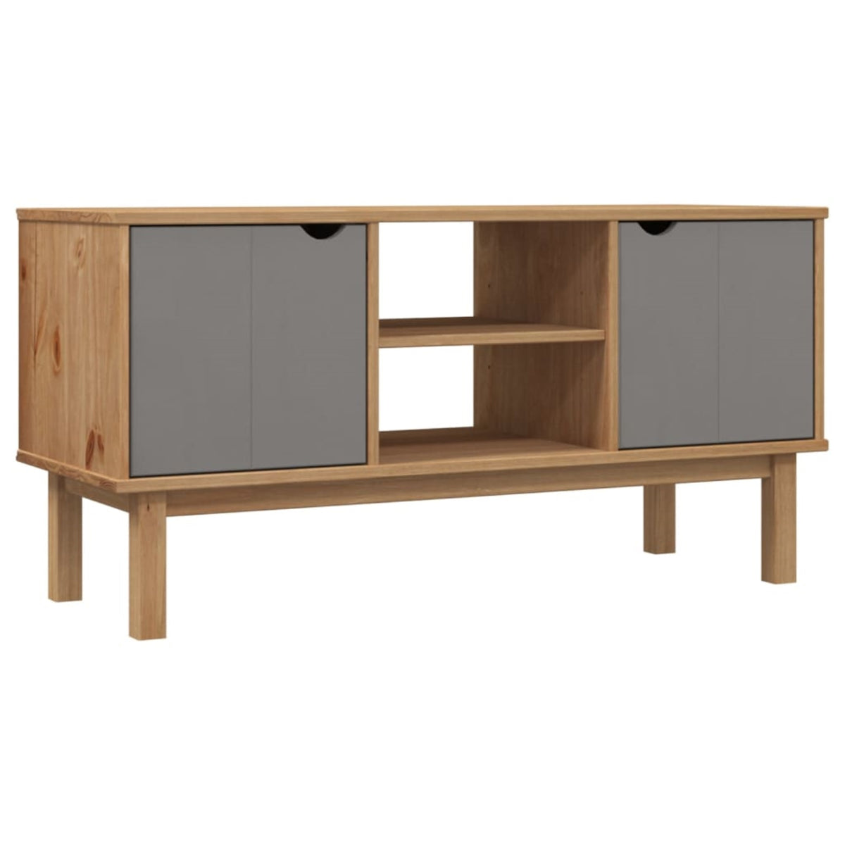 Vidaxl Tv Stand Otta Brown And Gray 44.7'X16.9'X22.4' Solid Wood Pine