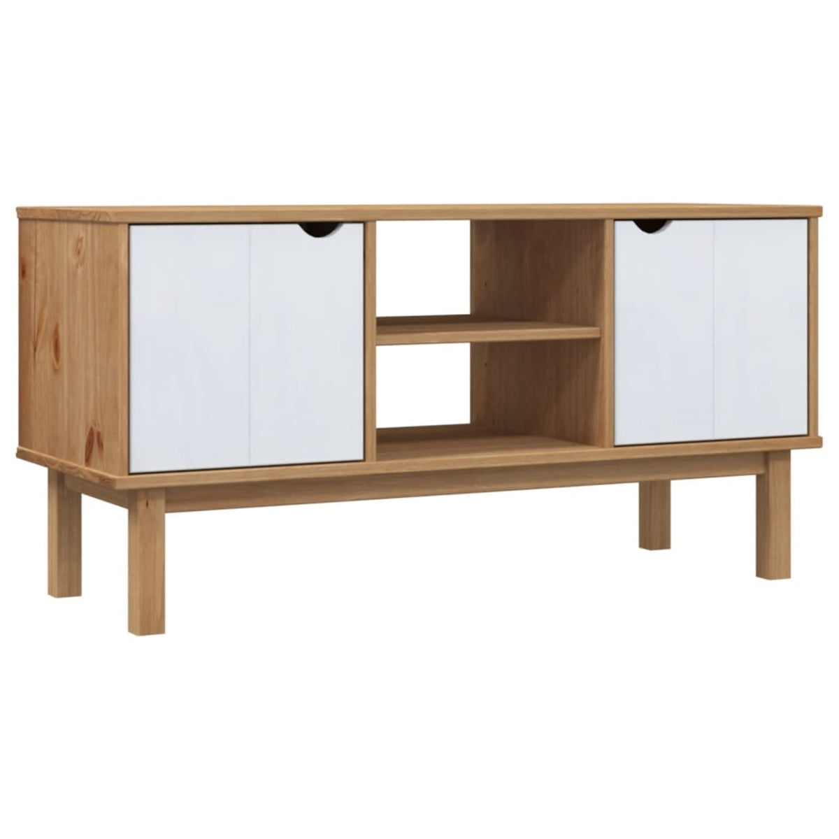 Vidaxl Tv Stand Otta Brown And White 44.7'X16.9'X22.4' Solid Wood Pine