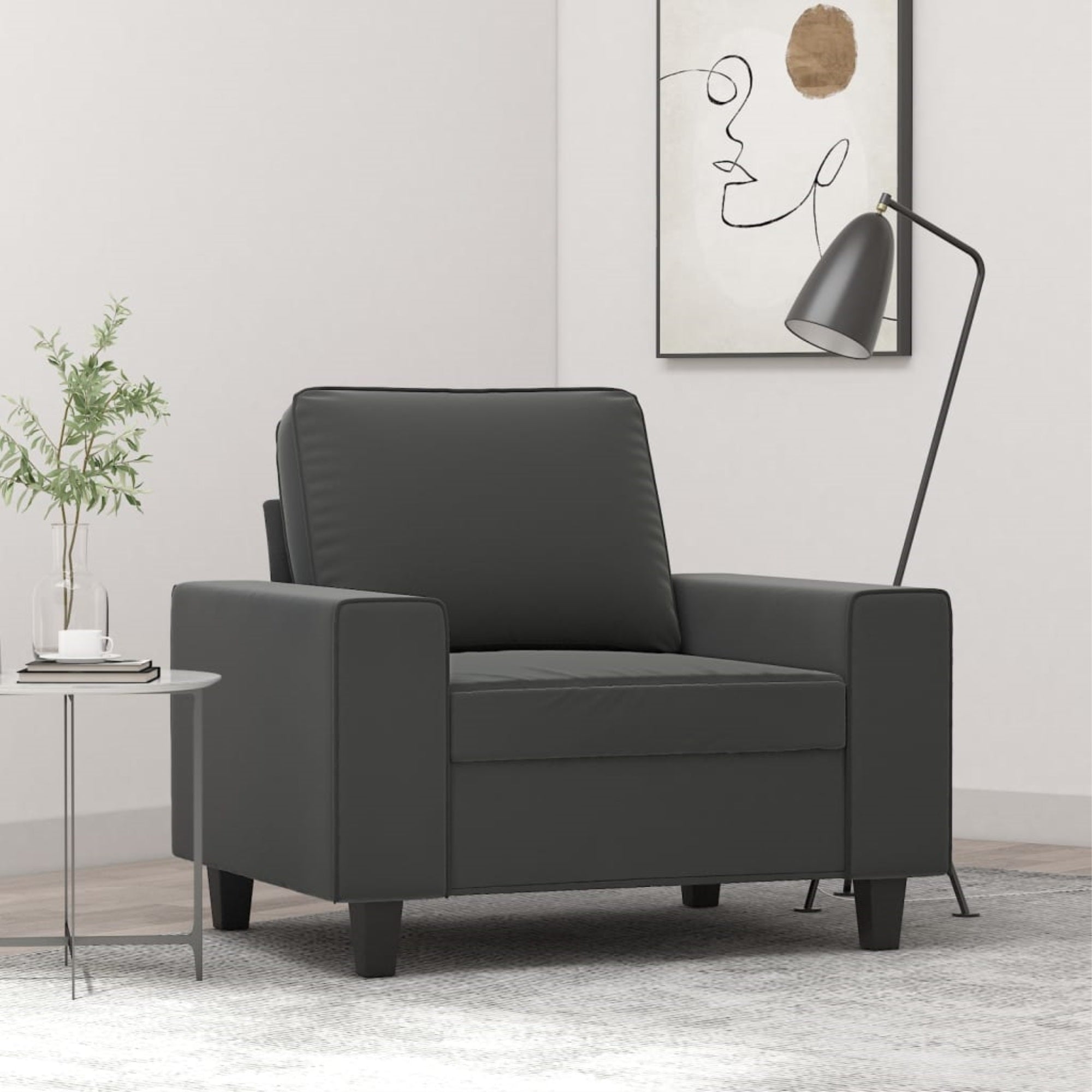Vidaxl Sofa Chair Dark Gray 23.6' Microfiber Fabric