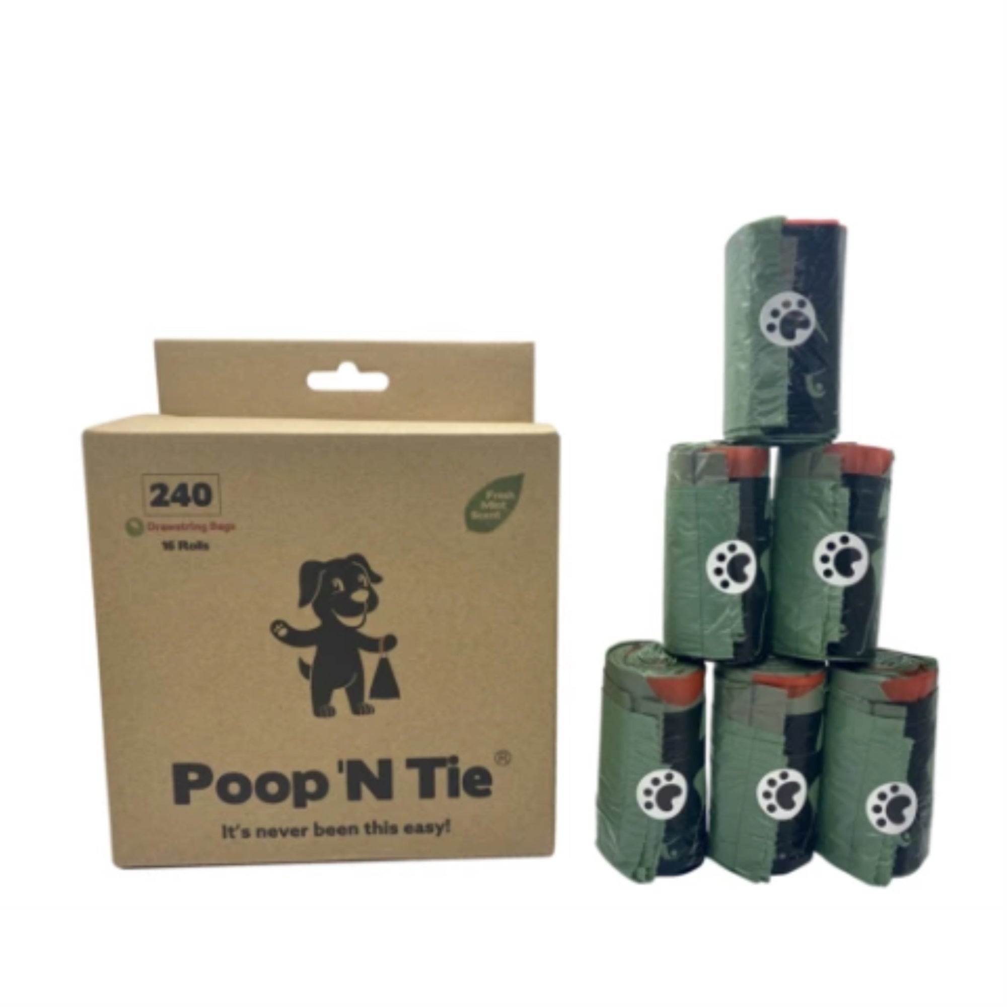 Poop 'N Tie Refill Box - 16 Rolls Of Drawstring Bags