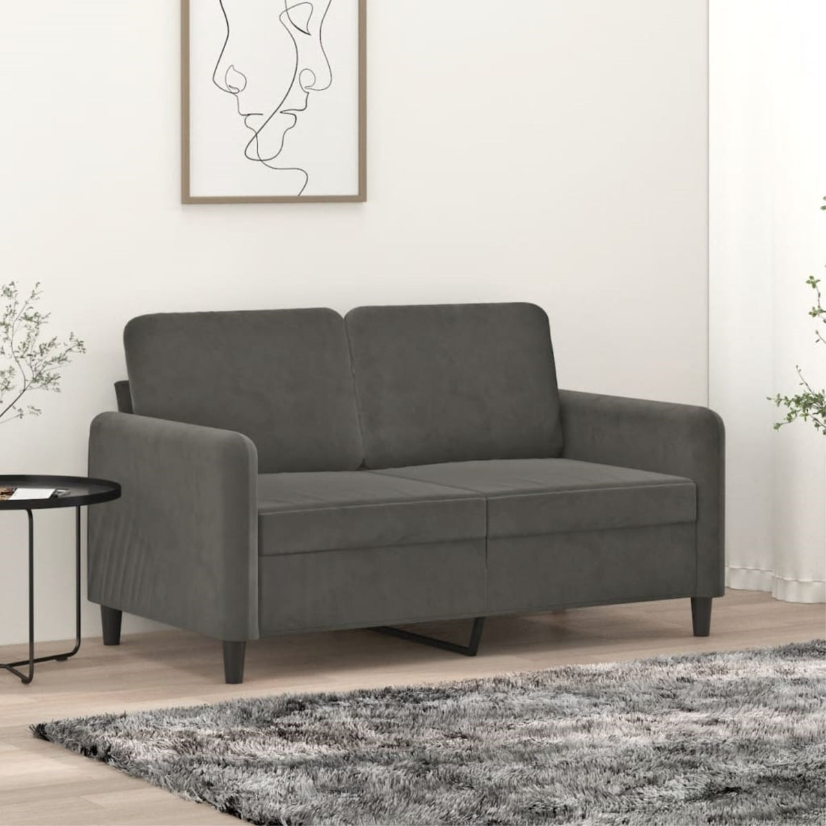 Vidaxl 2-Seater Sofa Dark Gray 47.2' Velvet