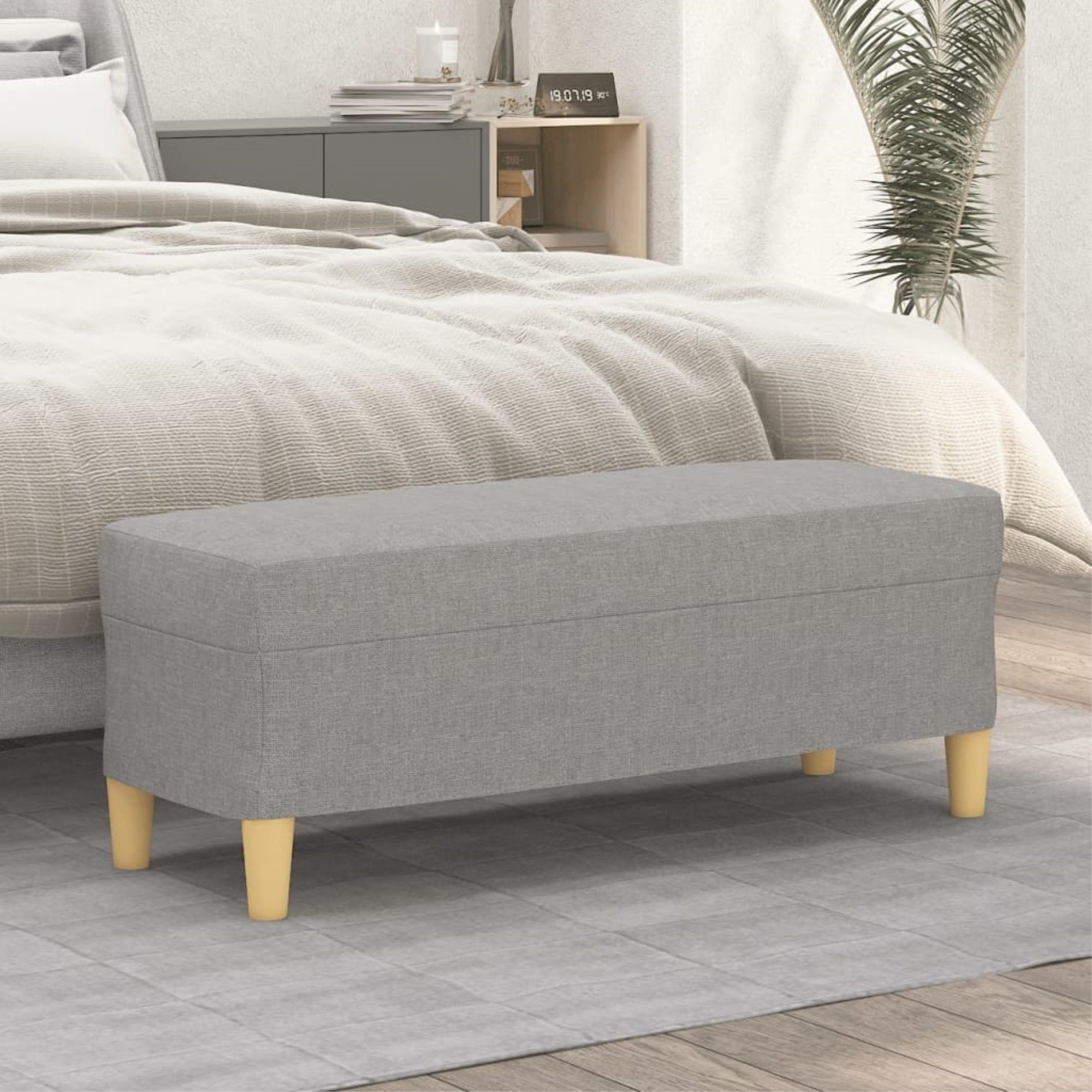 Vidaxl Bench Light Gray 39.4'X13.8'X16.1' Fabric