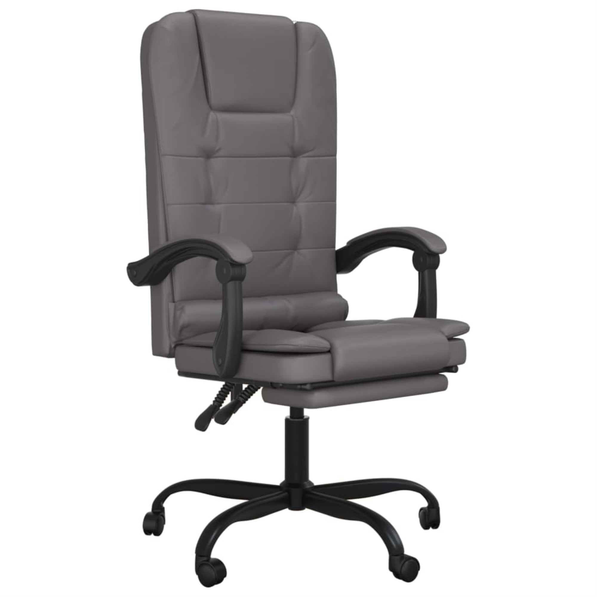 Vidaxl Massage Reclining Office Chair Gray Faux Leather