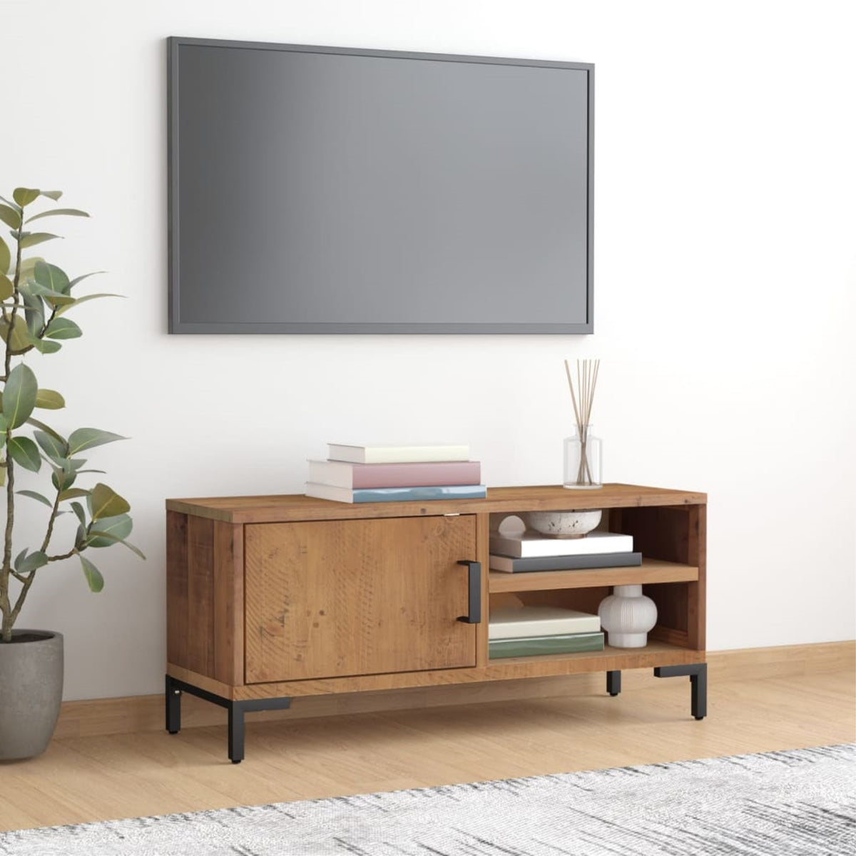 Vidaxl Tv Cabinet Brown 35.4'X11.8'X15.7' Solid Wood Pine