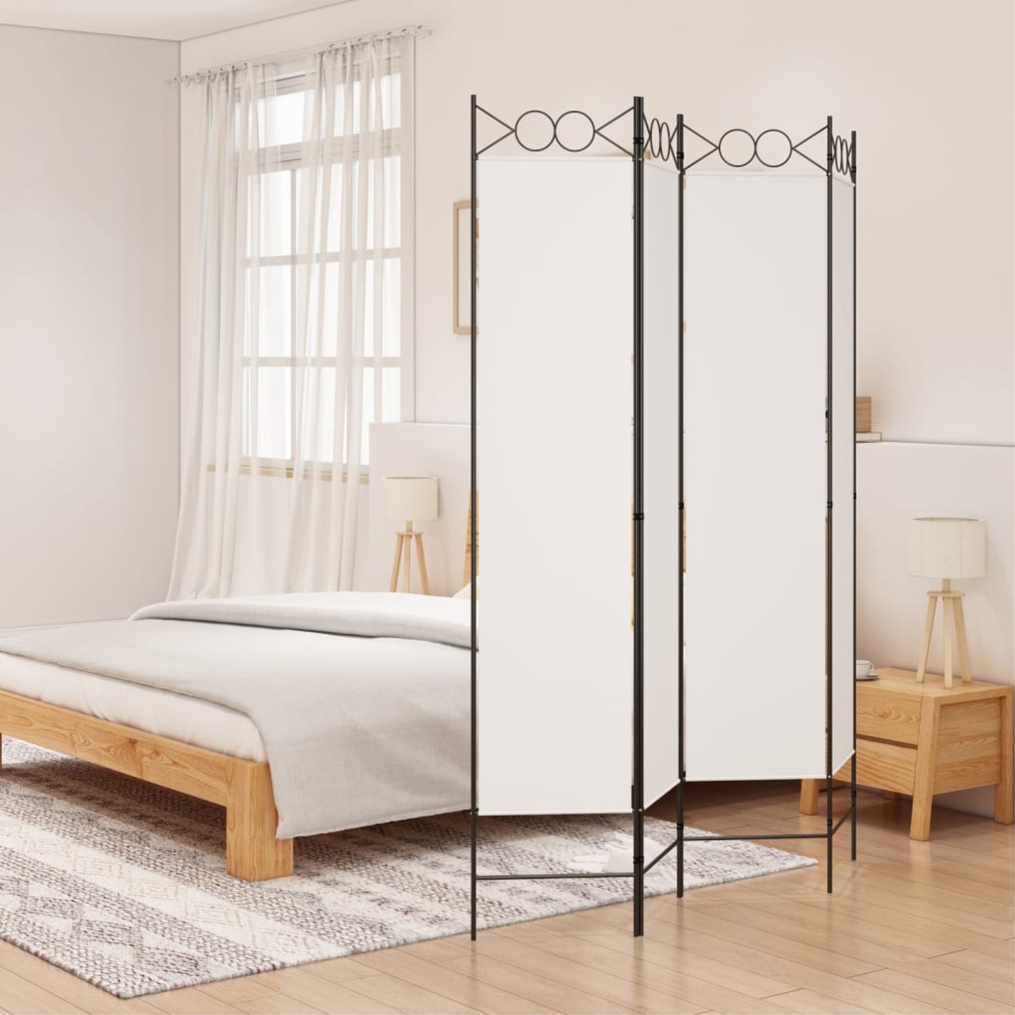 Vidaxl 4-Panel Room Divider White 63'X78.7' Fabric