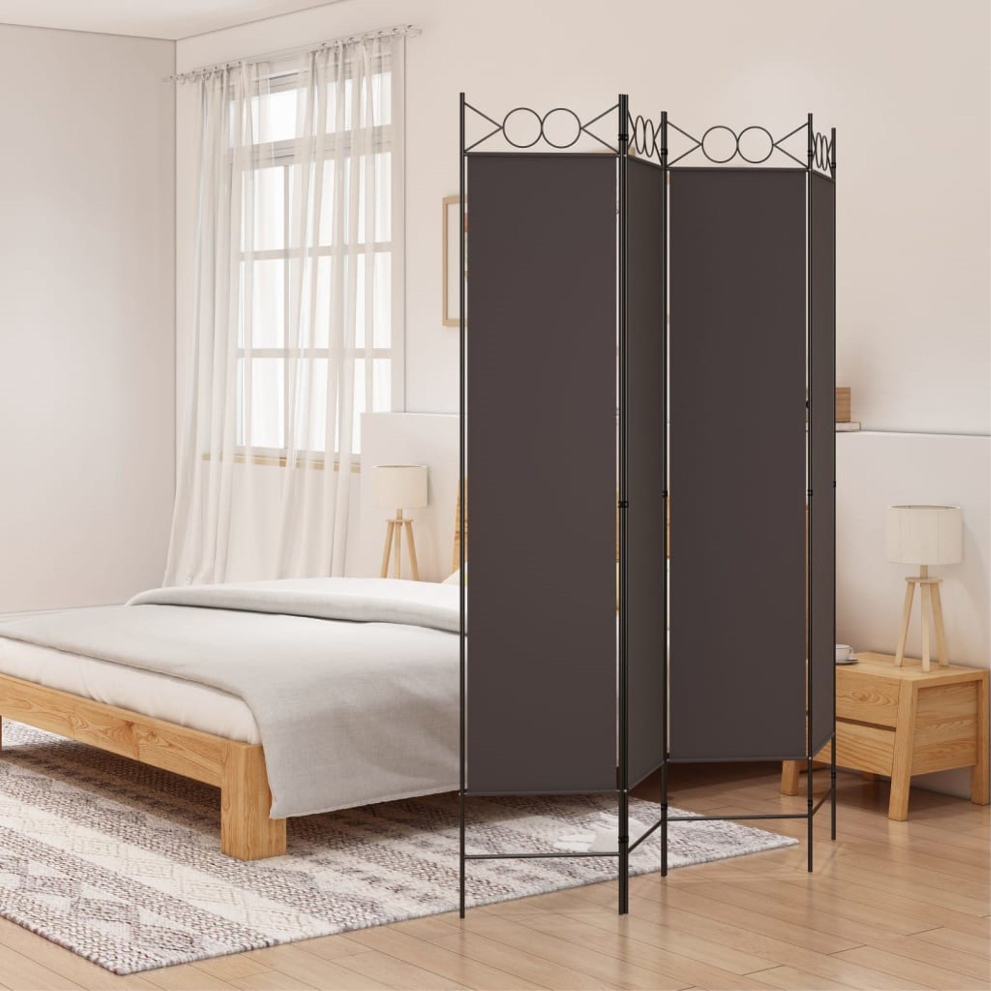 Vidaxl 4-Panel Room Divider Brown 63'X78.7' Fabric