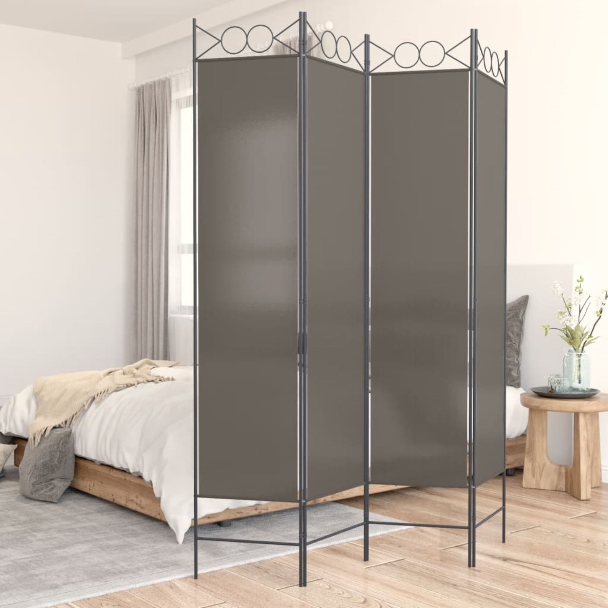 Vidaxl 4-Panel Room Divider Anthracite 63'X78.7' Fabric