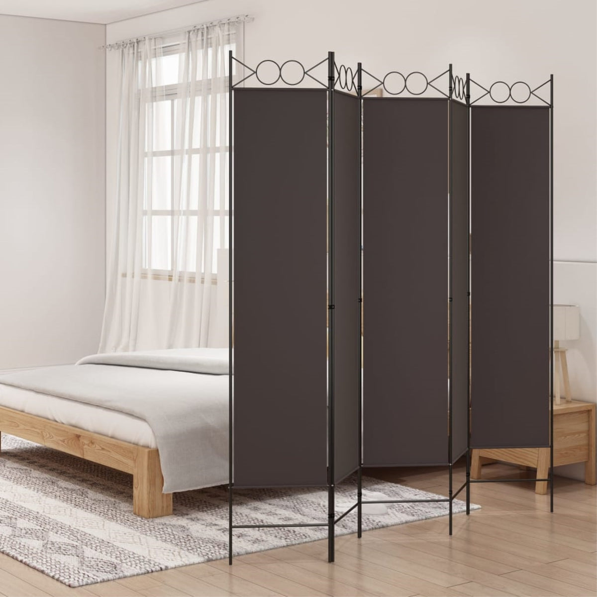 Vidaxl 5-Panel Room Divider Brown 78.7'X78.7' Fabric