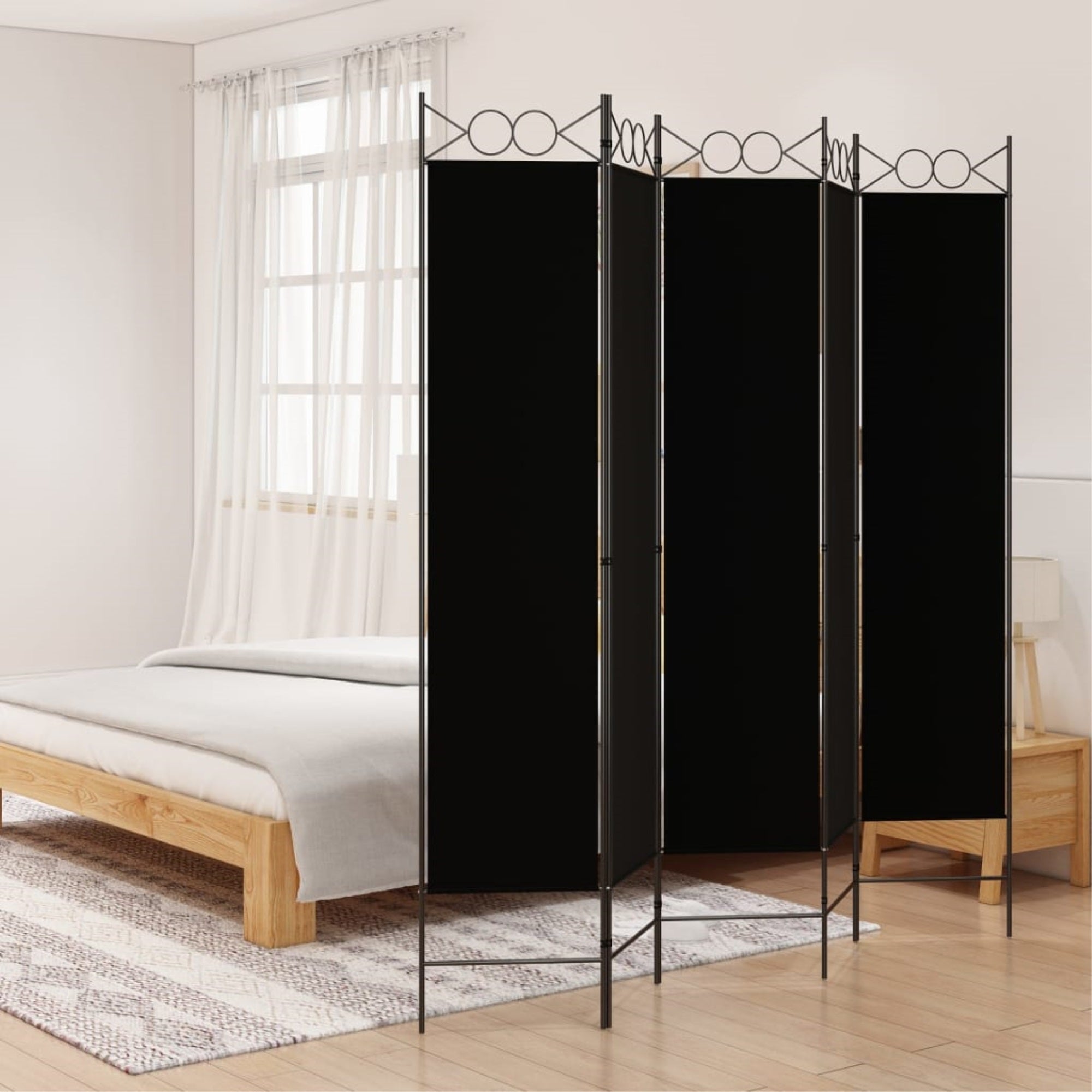 Vidaxl 5-Panel Room Divider Black 78.7'X78.7' Fabric