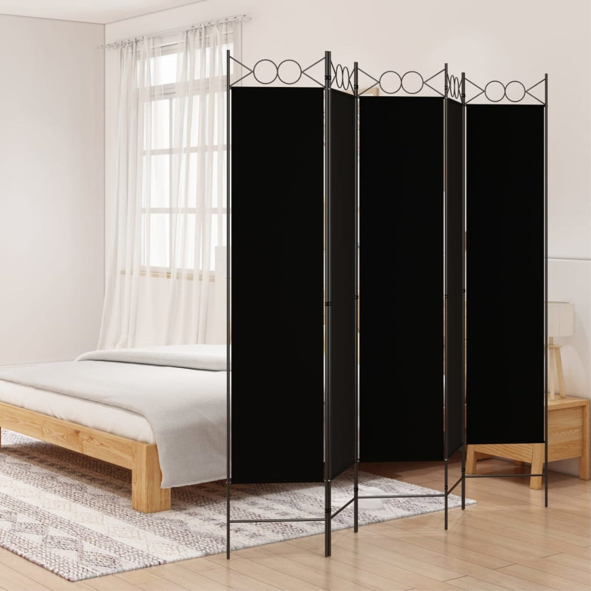 Vidaxl 5-Panel Room Divider Black 78.7'X78.7' Fabric