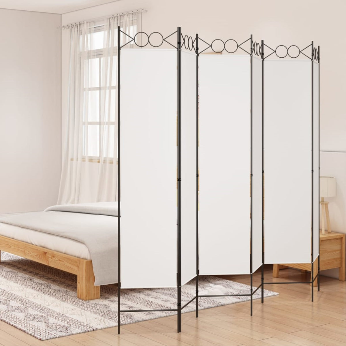 Vidaxl 6-Panel Room Divider White 94.5'X78.7' Fabric