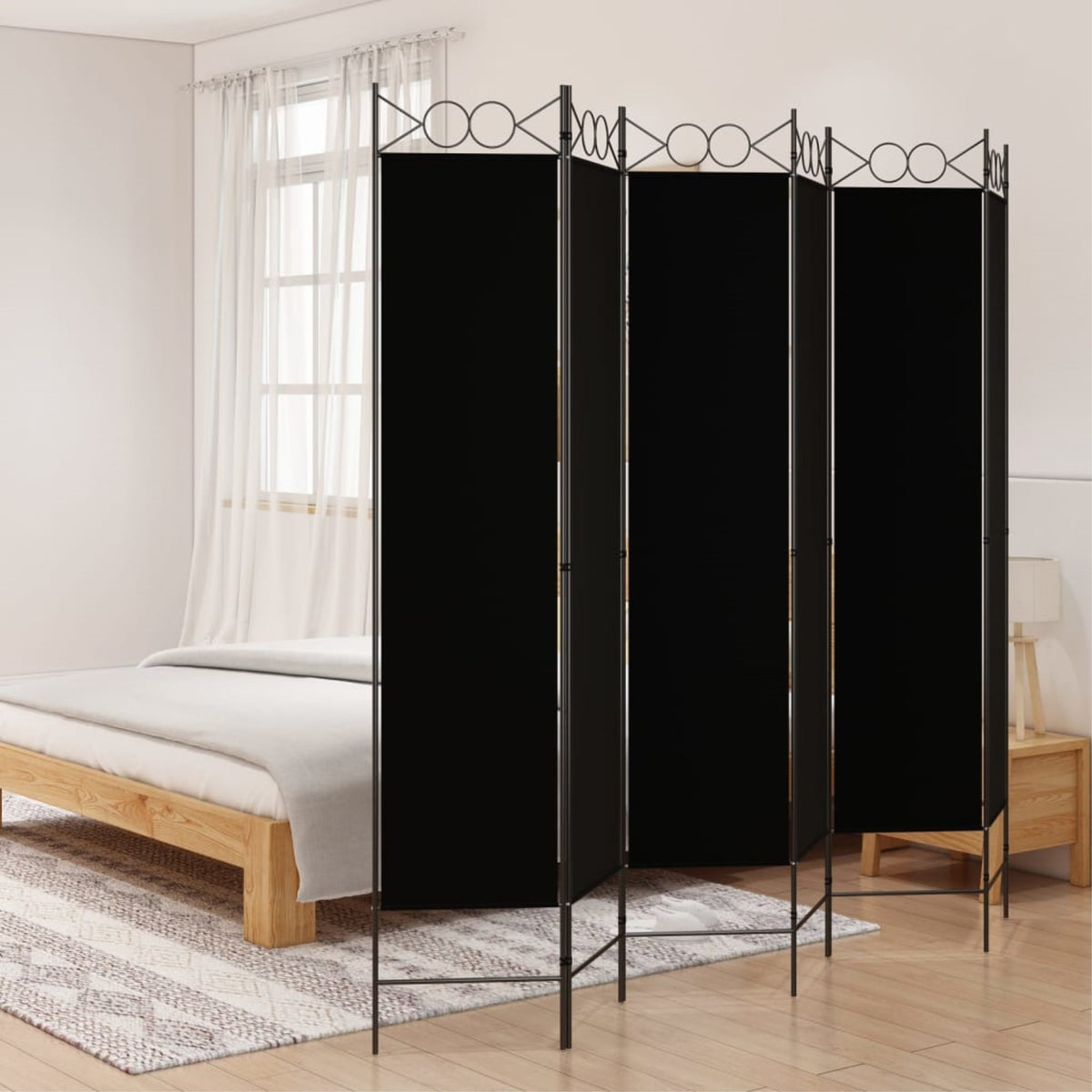 Vidaxl 6-Panel Room Divider Black 94.5'X78.7' Fabric