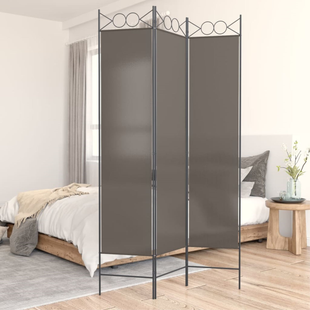 Vidaxl 3-Panel Room Divider Anthracite 47.2'X86.6' Fabric