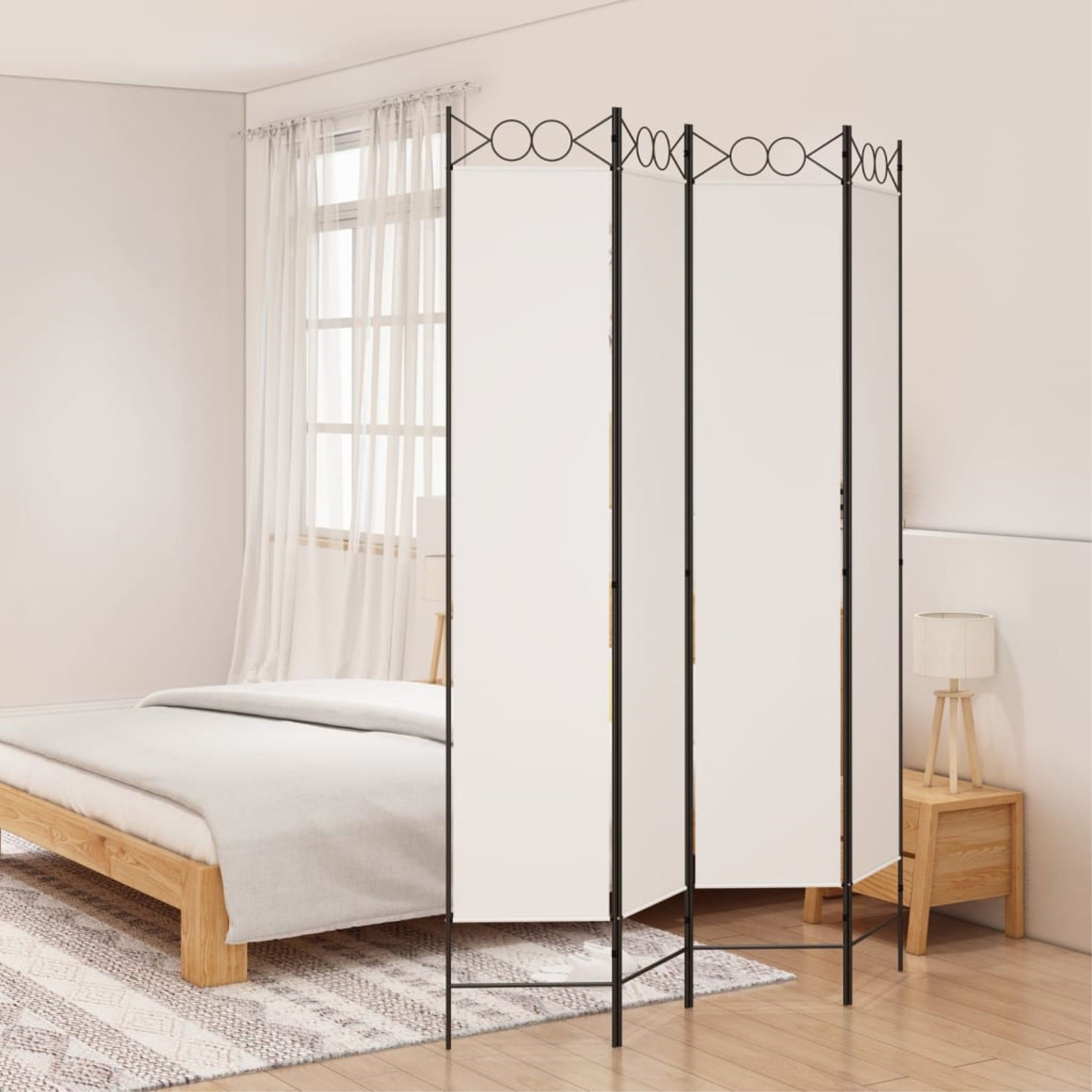 Vidaxl 4-Panel Room Divider White 63'X86.6' Fabric