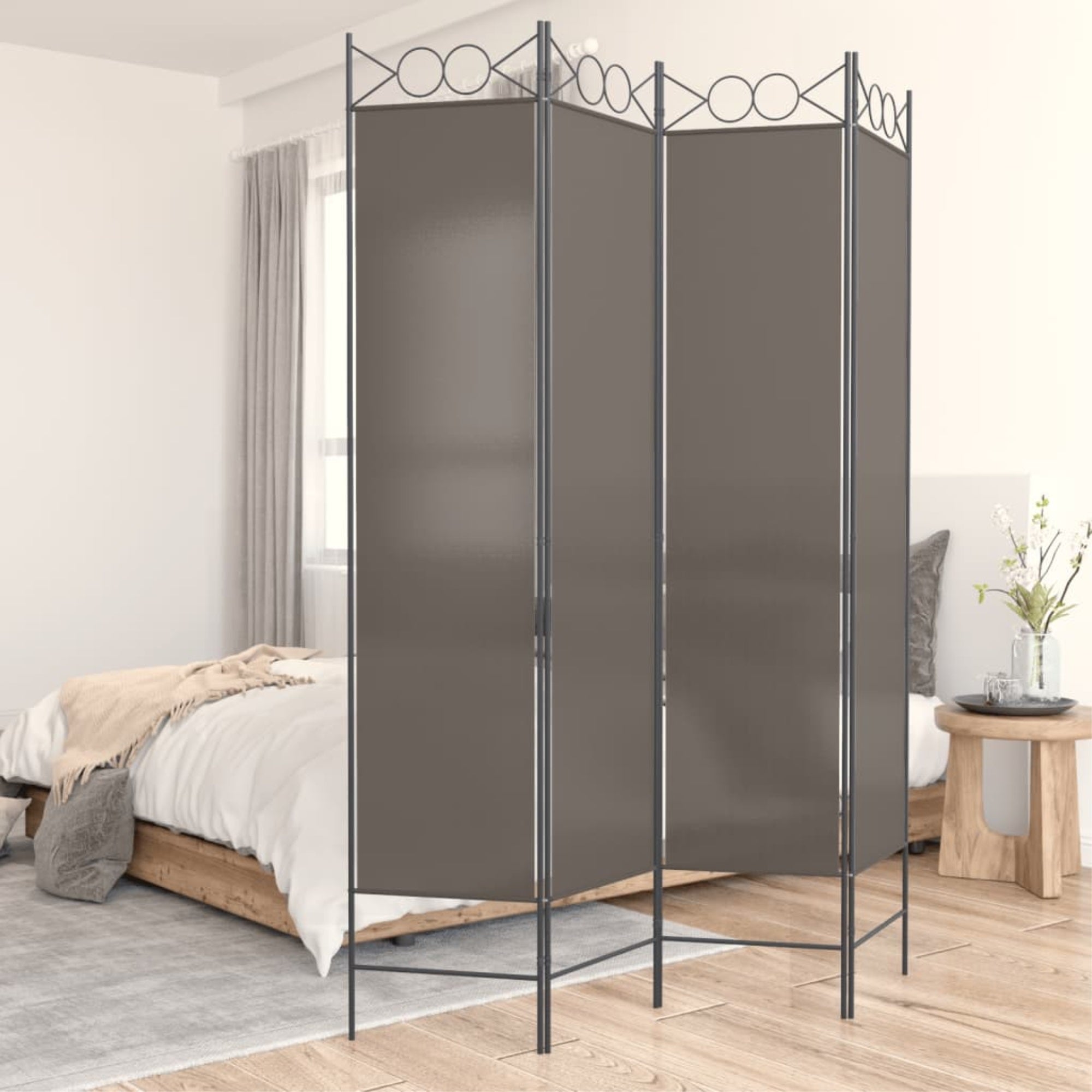 Vidaxl 4-Panel Room Divider Anthracite 63'X86.6' Fabric