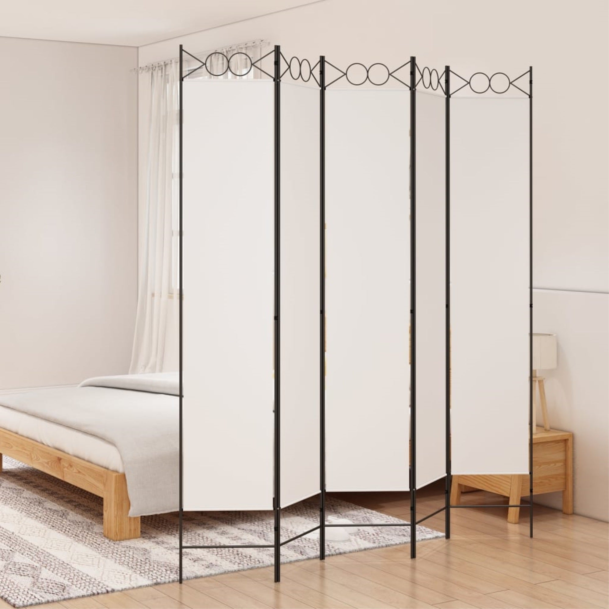 Vidaxl 5-Panel Room Divider White 78.7'X86.6' Fabric