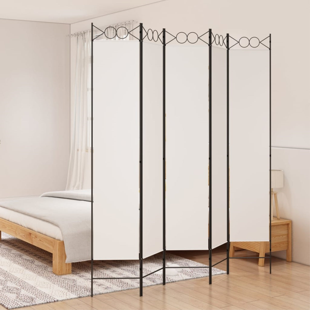 Vidaxl 5-Panel Room Divider White 78.7'X86.6' Fabric