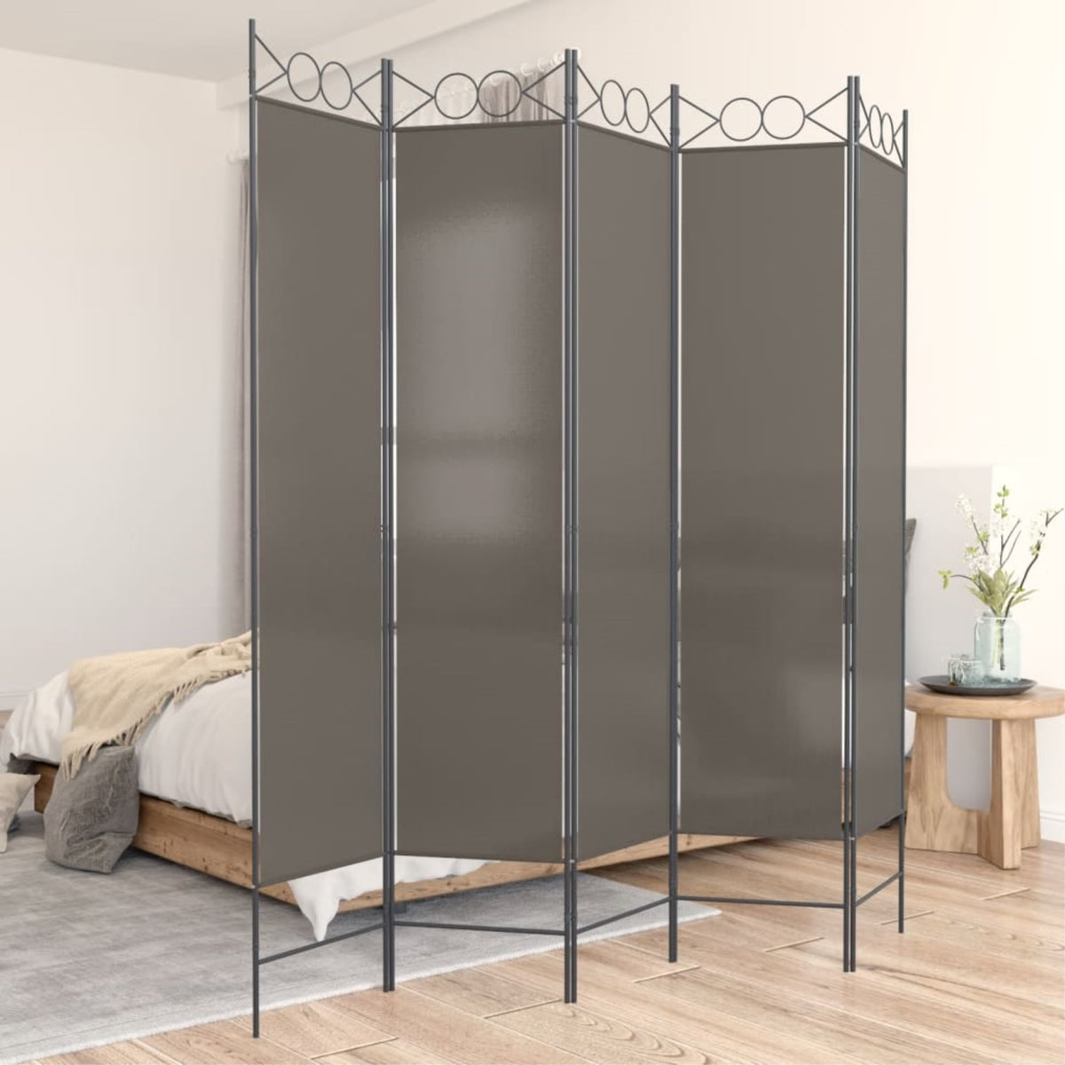 Vidaxl 5-Panel Room Divider Anthracite 78.7'X86.6' Fabric