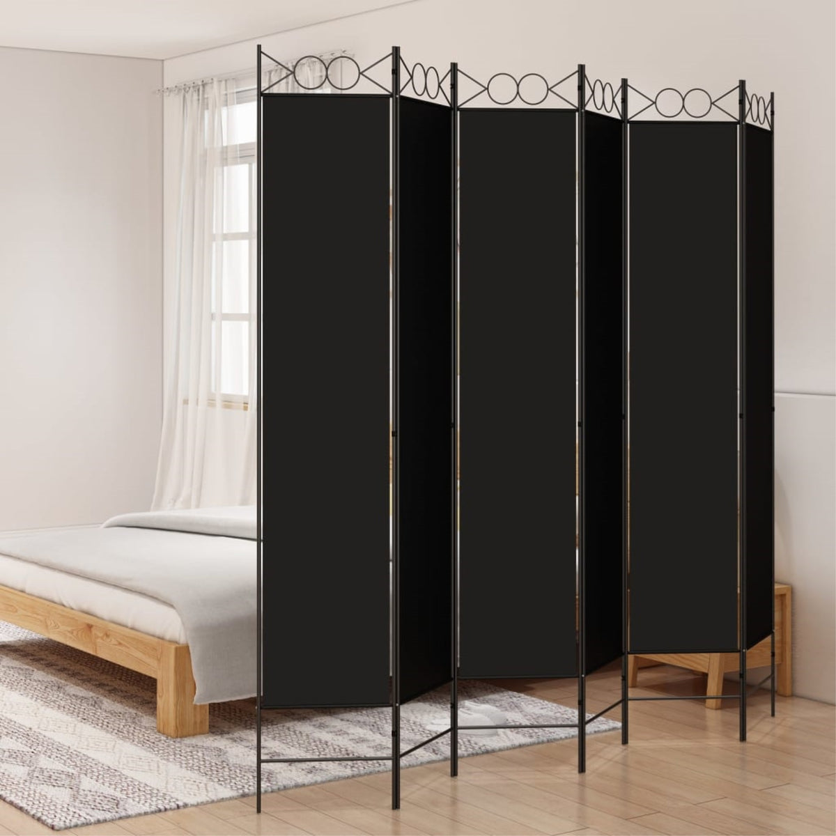 Vidaxl 6-Panel Room Divider Black 94.5'X86.6' Fabric