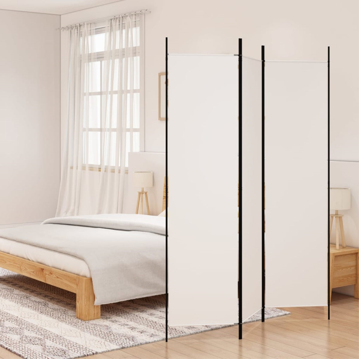 Vidaxl 3-Panel Room Divider White 59.1'X78.7' Fabric
