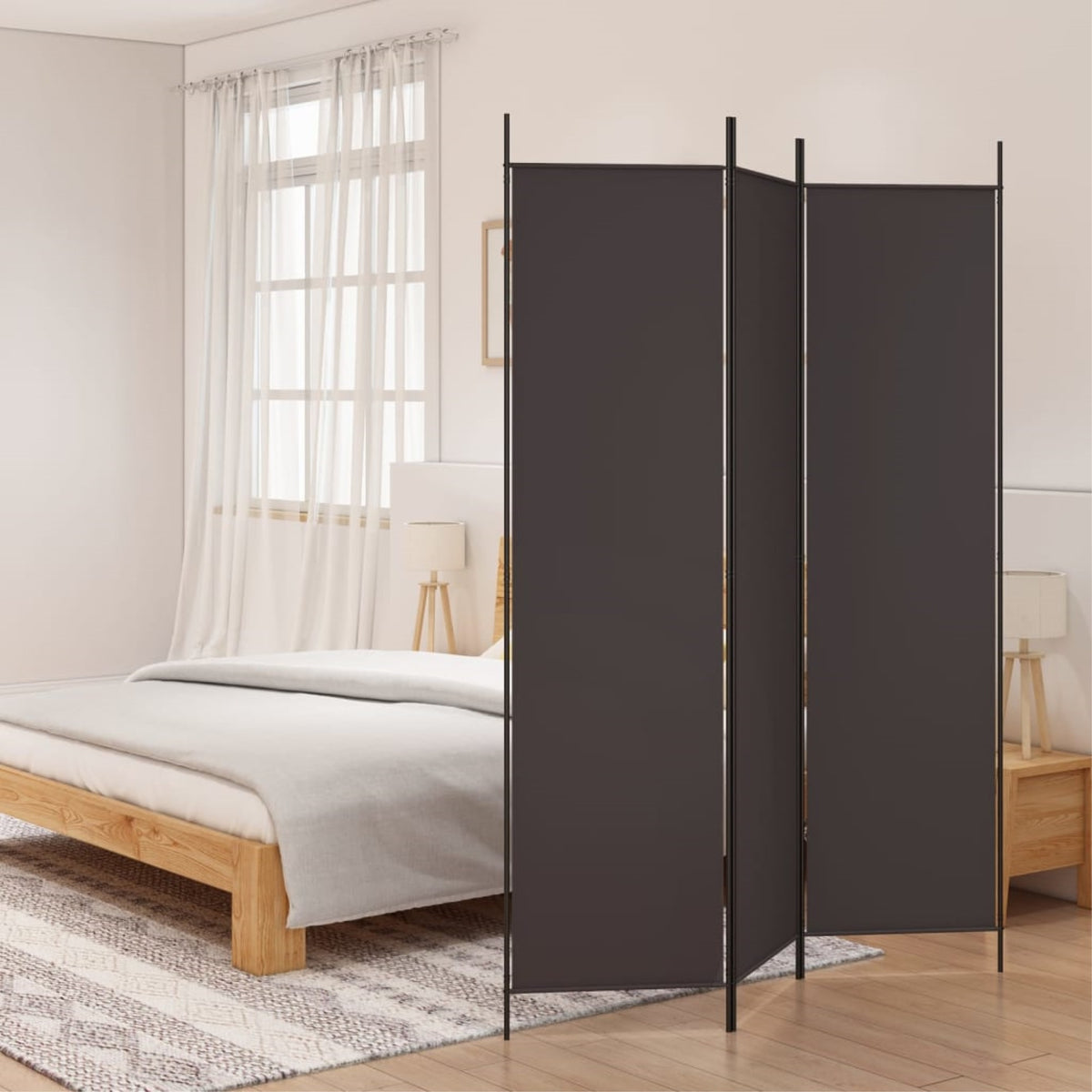 Vidaxl 3-Panel Room Divider Brown 59.1'X78.7' Fabric