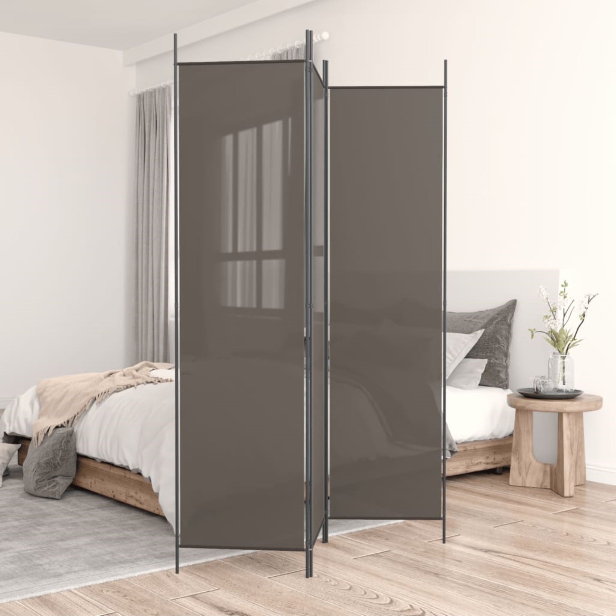 Vidaxl 3-Panel Room Divider Anthracite 59.1'X78.7' Fabric