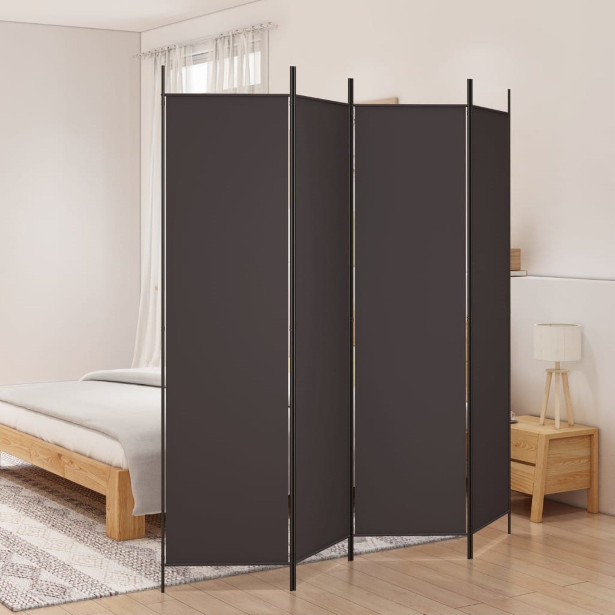 Vidaxl 4-Panel Room Divider Brown 78.7'X78.7' Fabric
