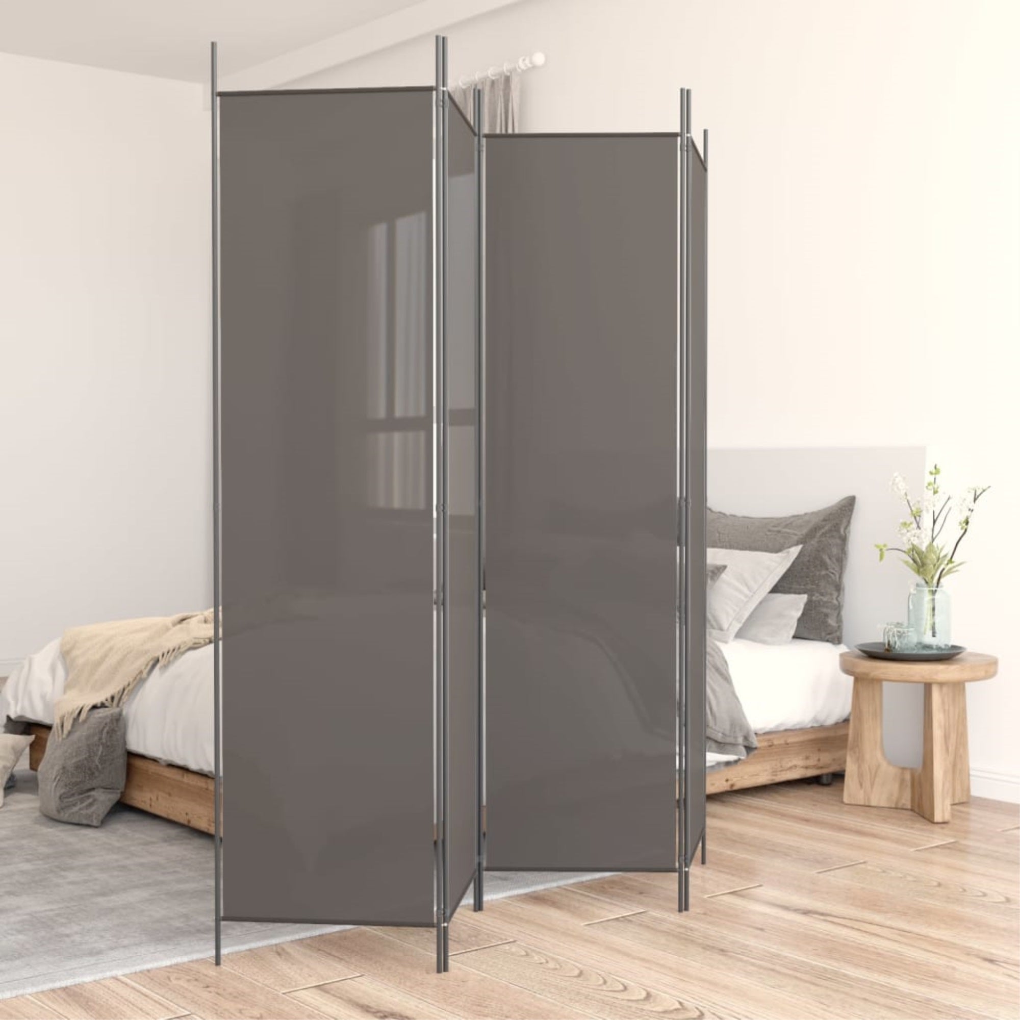 Vidaxl 4-Panel Room Divider Anthracite 78.7'X78.7' Fabric