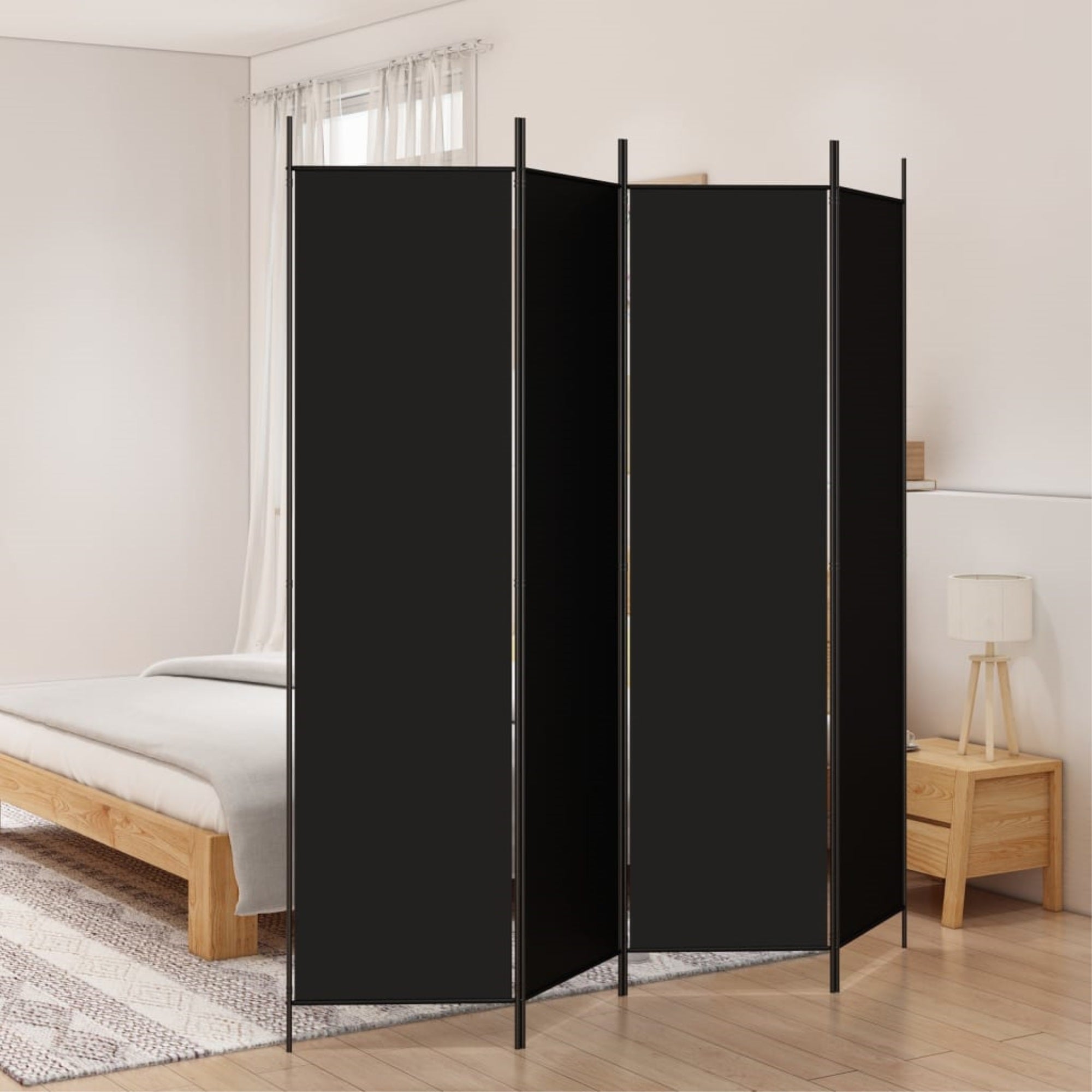 Vidaxl 4-Panel Room Divider Black 78.7'X78.7' Fabric